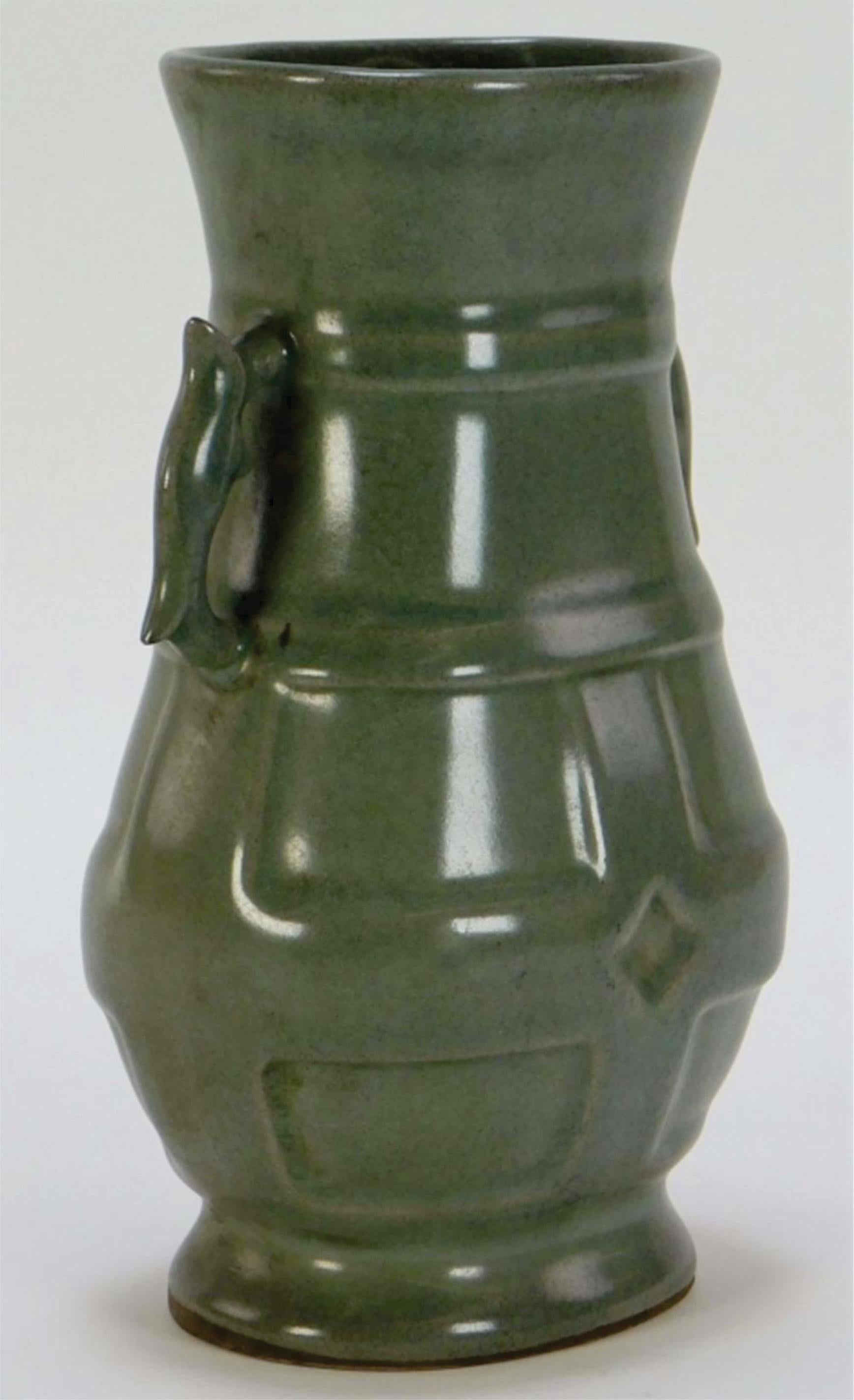 Hand-Crafted Chinese Qing Dynasty Guan Type Celadon Vase, 19th Century For Sale