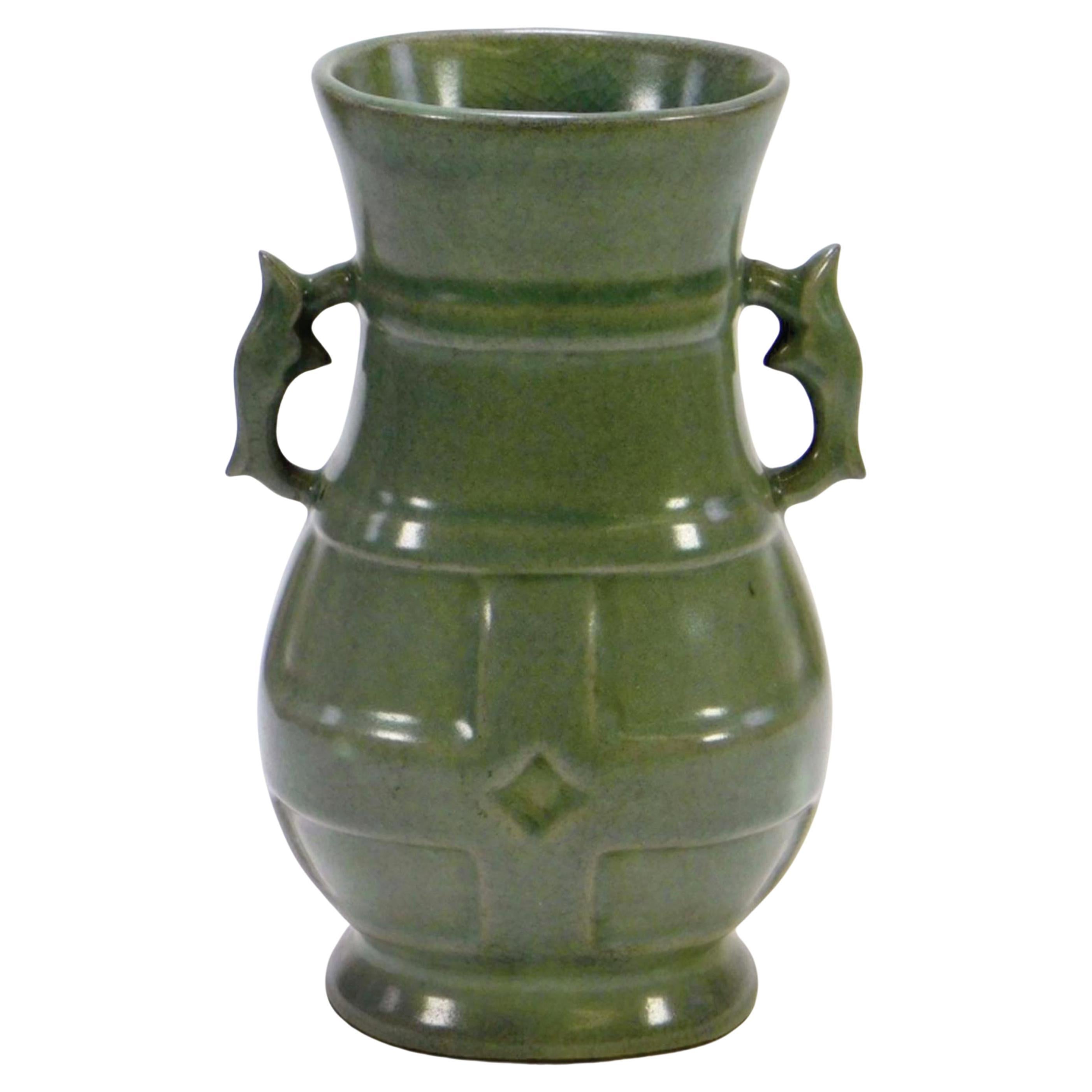 Chinese Qing Dynasty Guan Type Celadon Vase, 19th Century For Sale