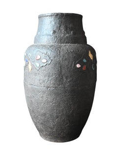 Chinese Qing Dynasty Iron Vase with Champlevé Enamel Inlay – 30 cm