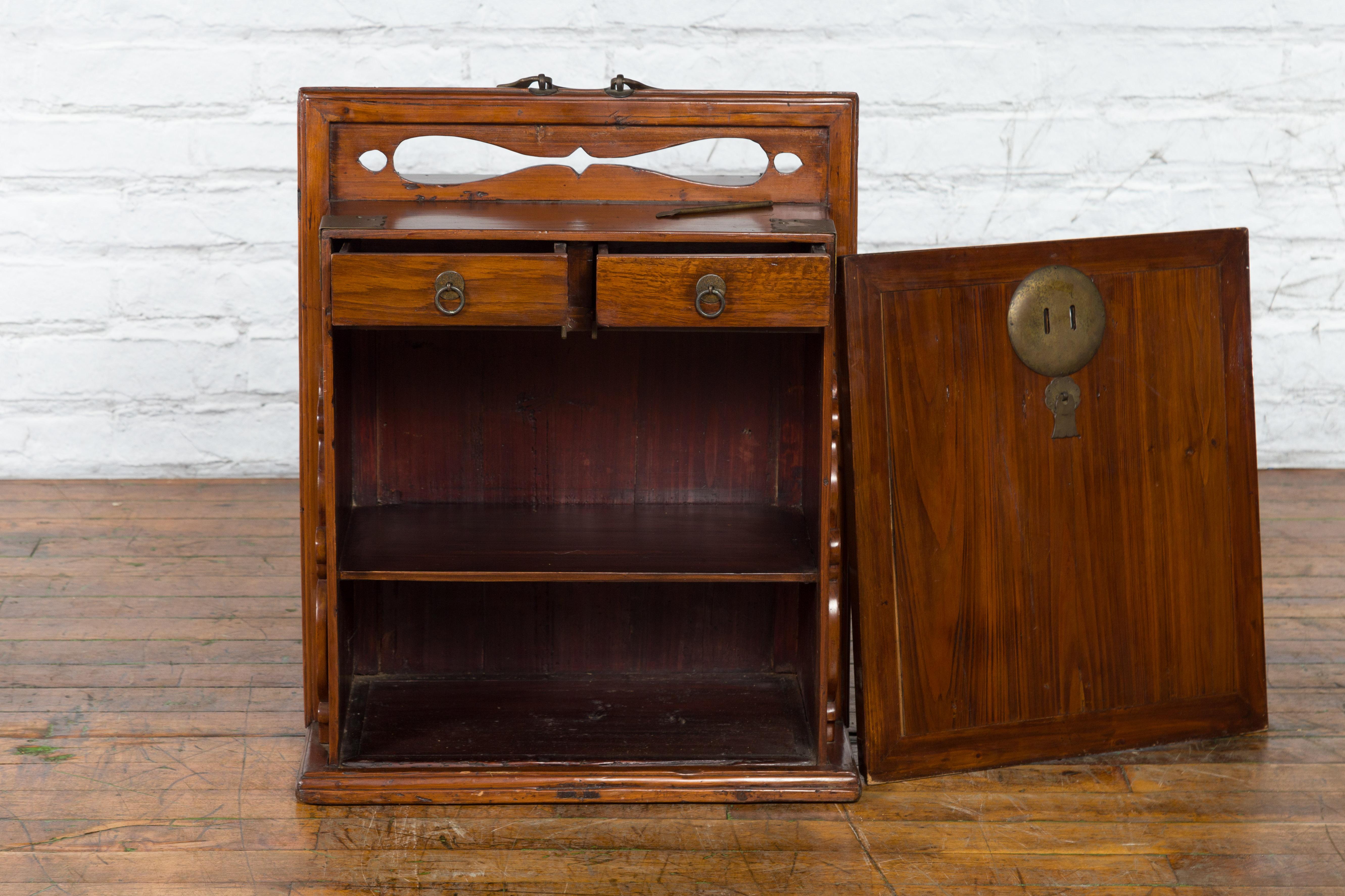 Brass Qing Dynasty Late 19th Century Traveler's Chest with Removable Door For Sale