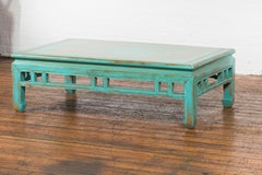 Qing Dynasty Low Kang Coffee Table with Custom Aqua Teal Lacquer