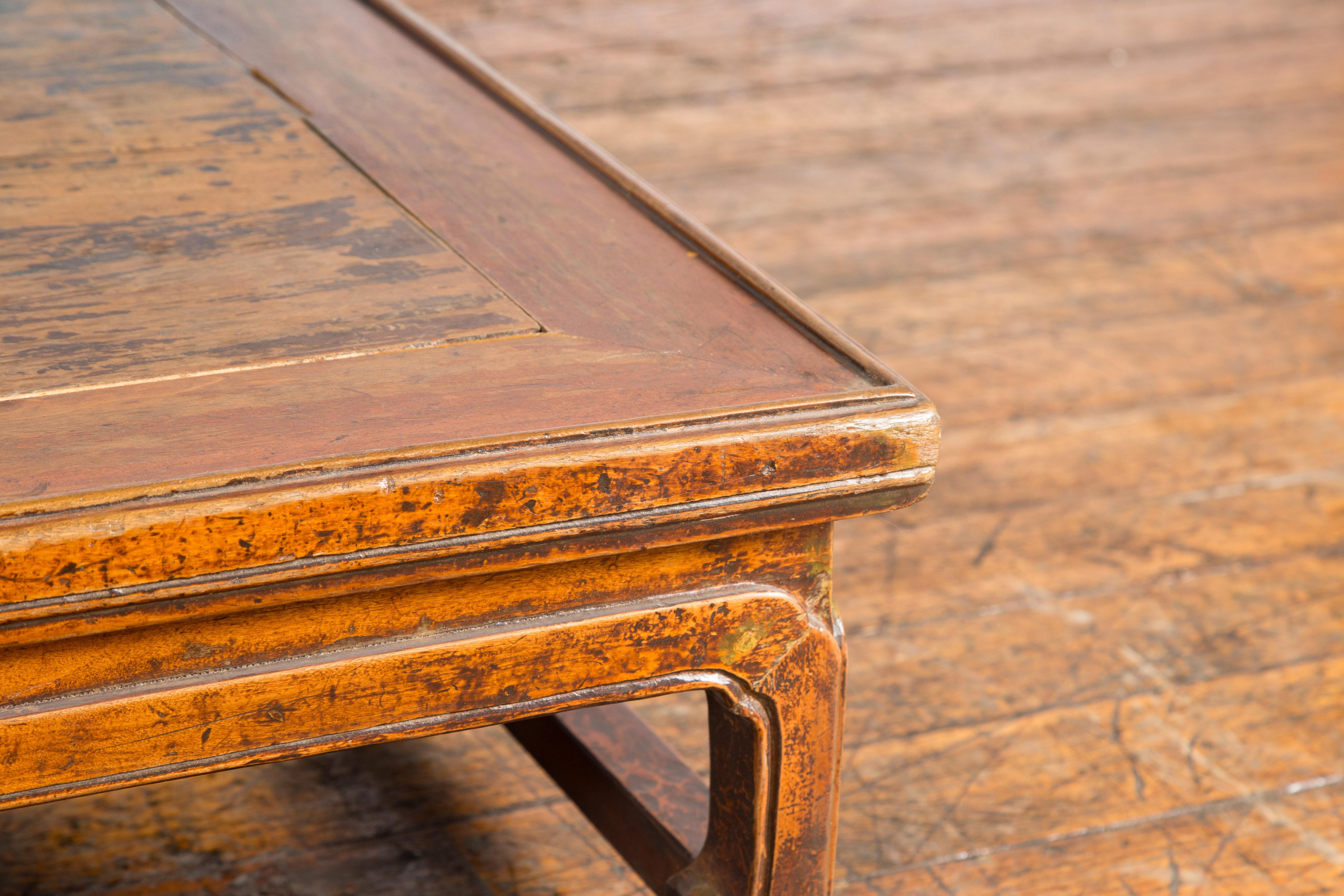 19th Century Small Chinese Antique Coffee Table with Floral Design For Sale