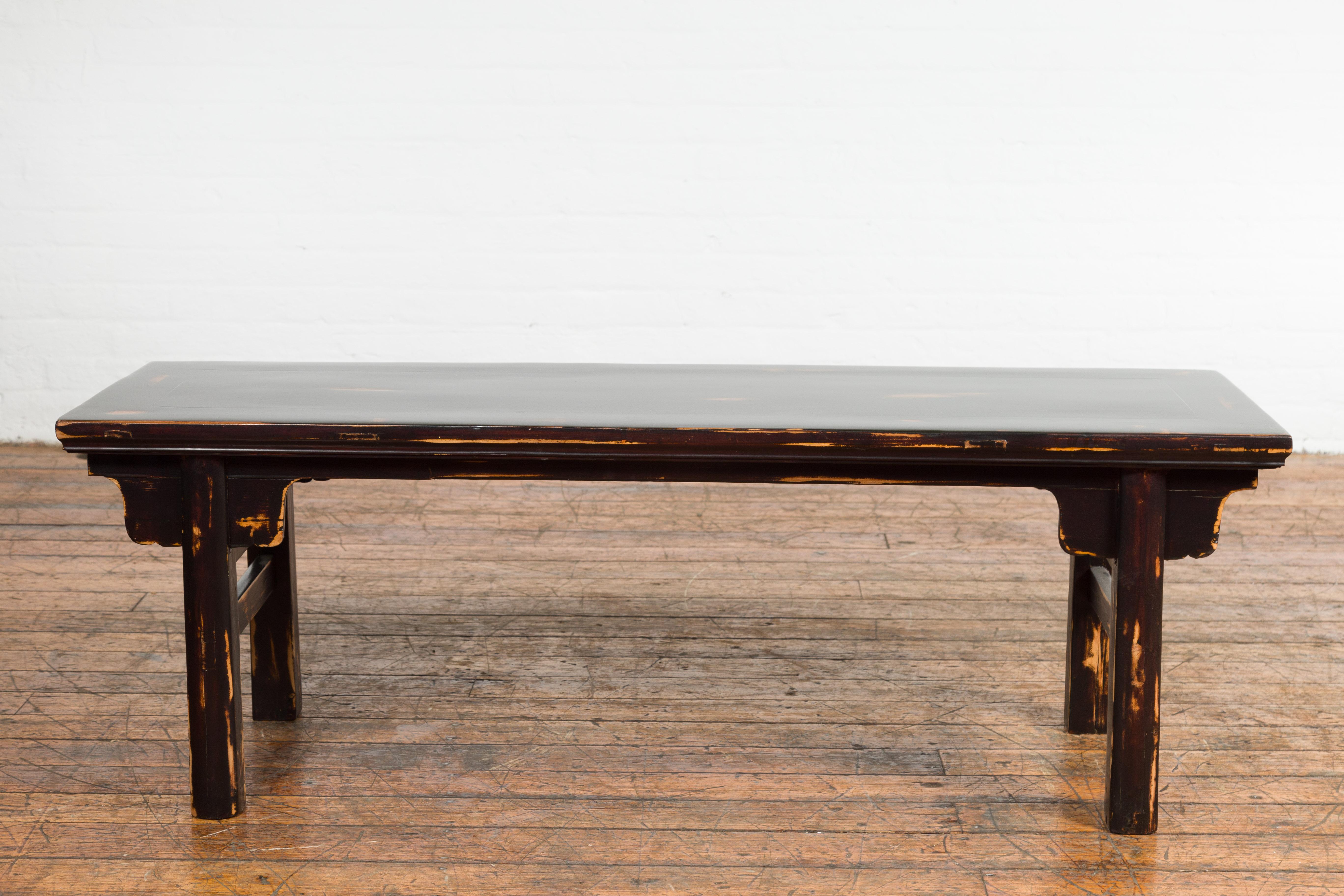 Chinese Qing Dynasty Low Table or Bench with Custom Dark Brown Lacquer Finish For Sale 10