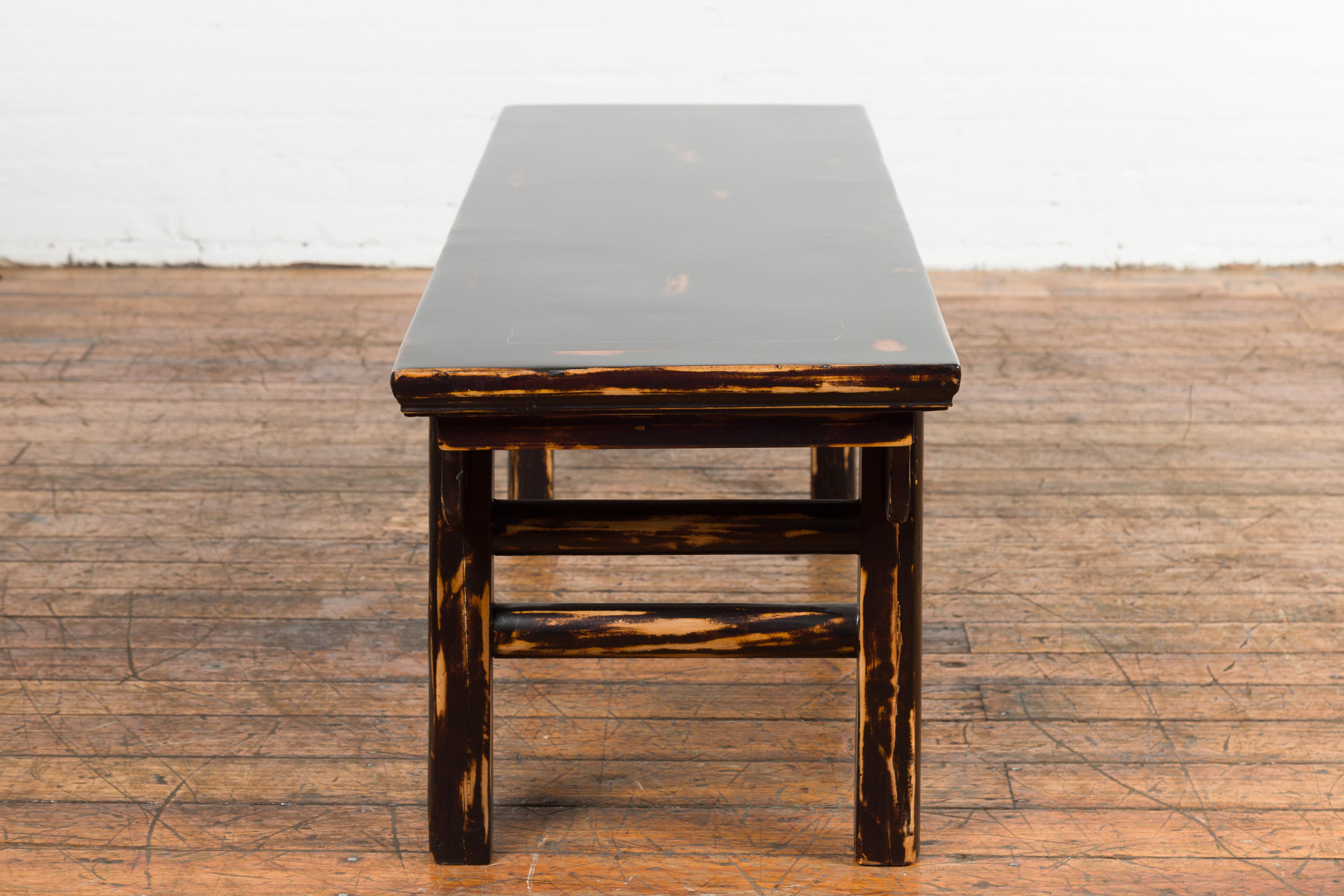 Chinese Qing Dynasty Low Table or Bench with Custom Dark Brown Lacquer Finish For Sale 12