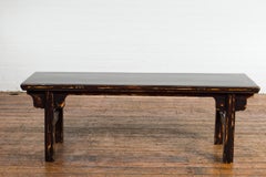 Qing Dynasty Low Table or Bench with Custom Dark Brown Lacquer Finish