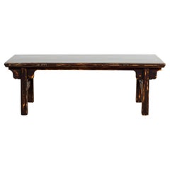 Antique Chinese Qing Dynasty Low Table or Bench with Custom Dark Brown Lacquer Finish