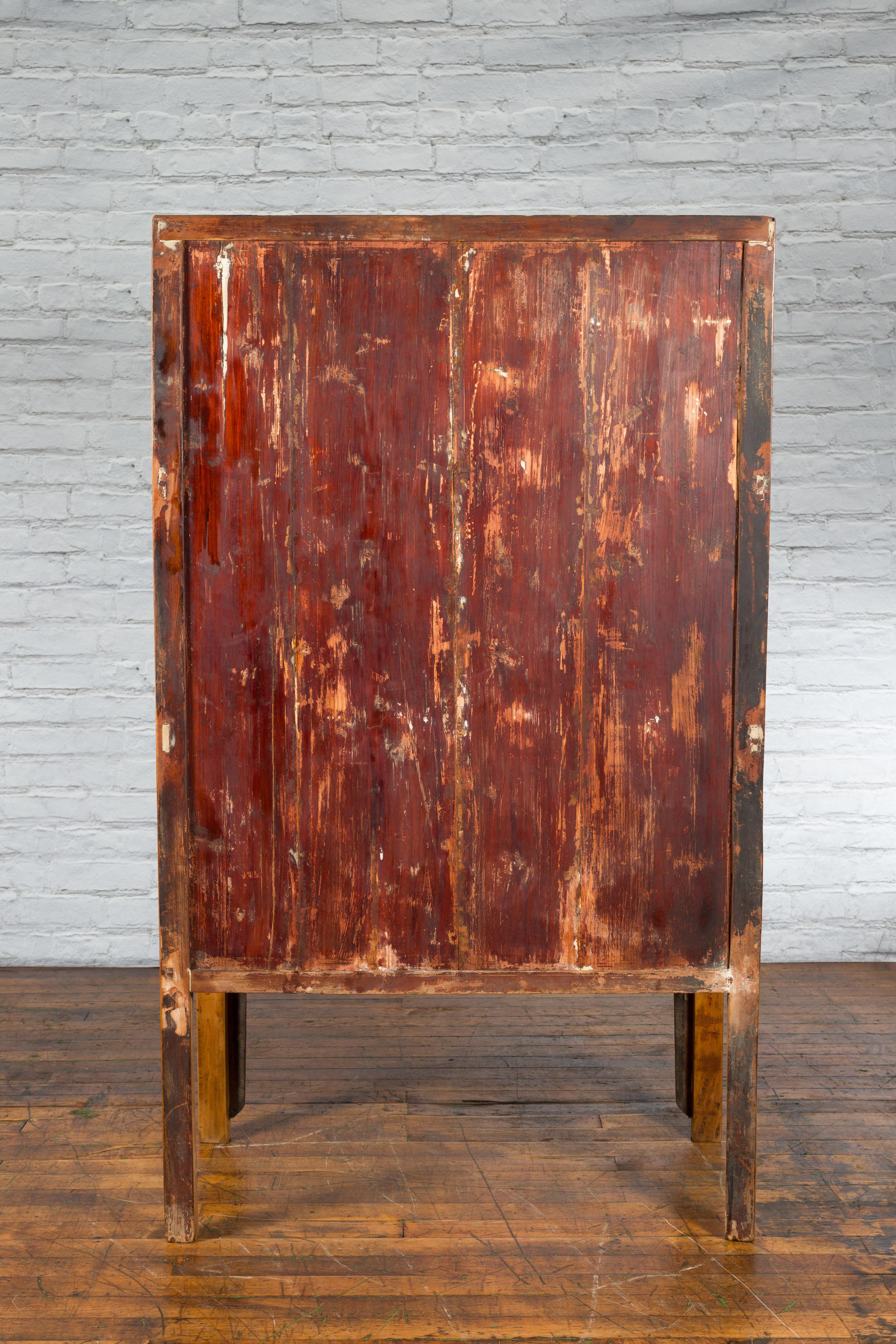 Chinese Qing Dynasty Ningbo Cypress and Rosewood Cabinet with Brass Hardware For Sale 12