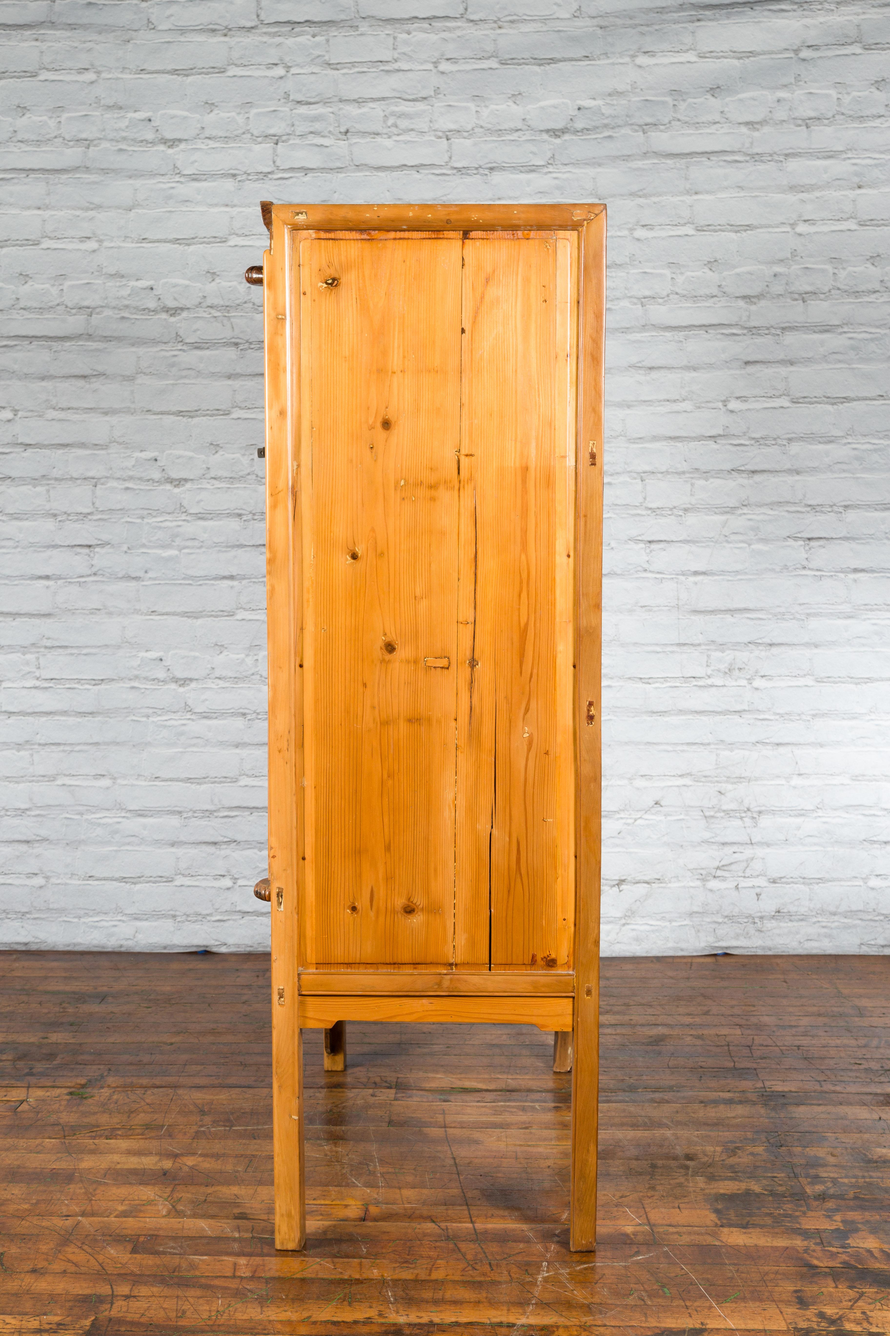 Chinese Qing Dynasty Ningbo Cypress and Rosewood Cabinet with Brass Hardware For Sale 13