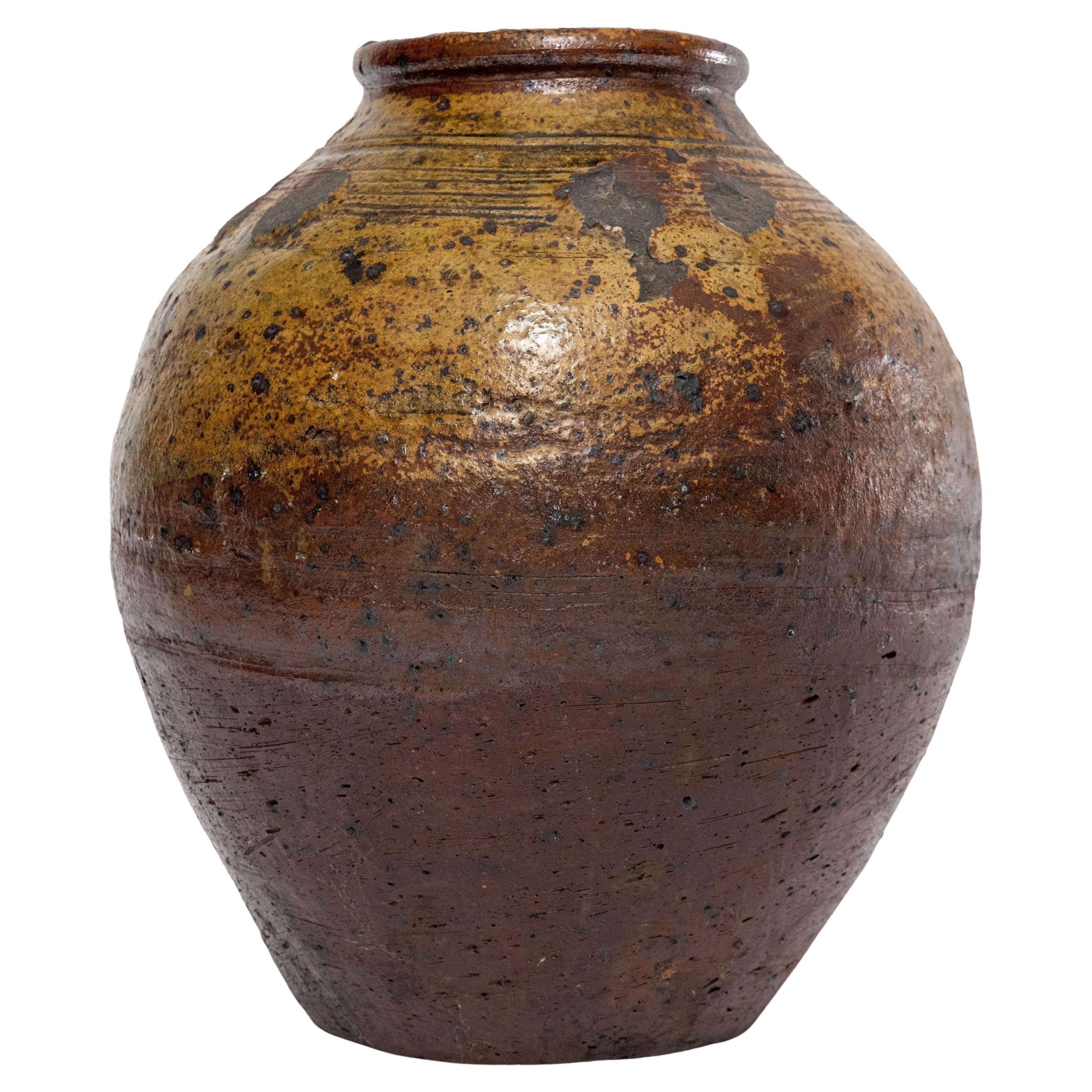 Chinese Qing-Dynasty Ochre Glazed Vinegar Jar