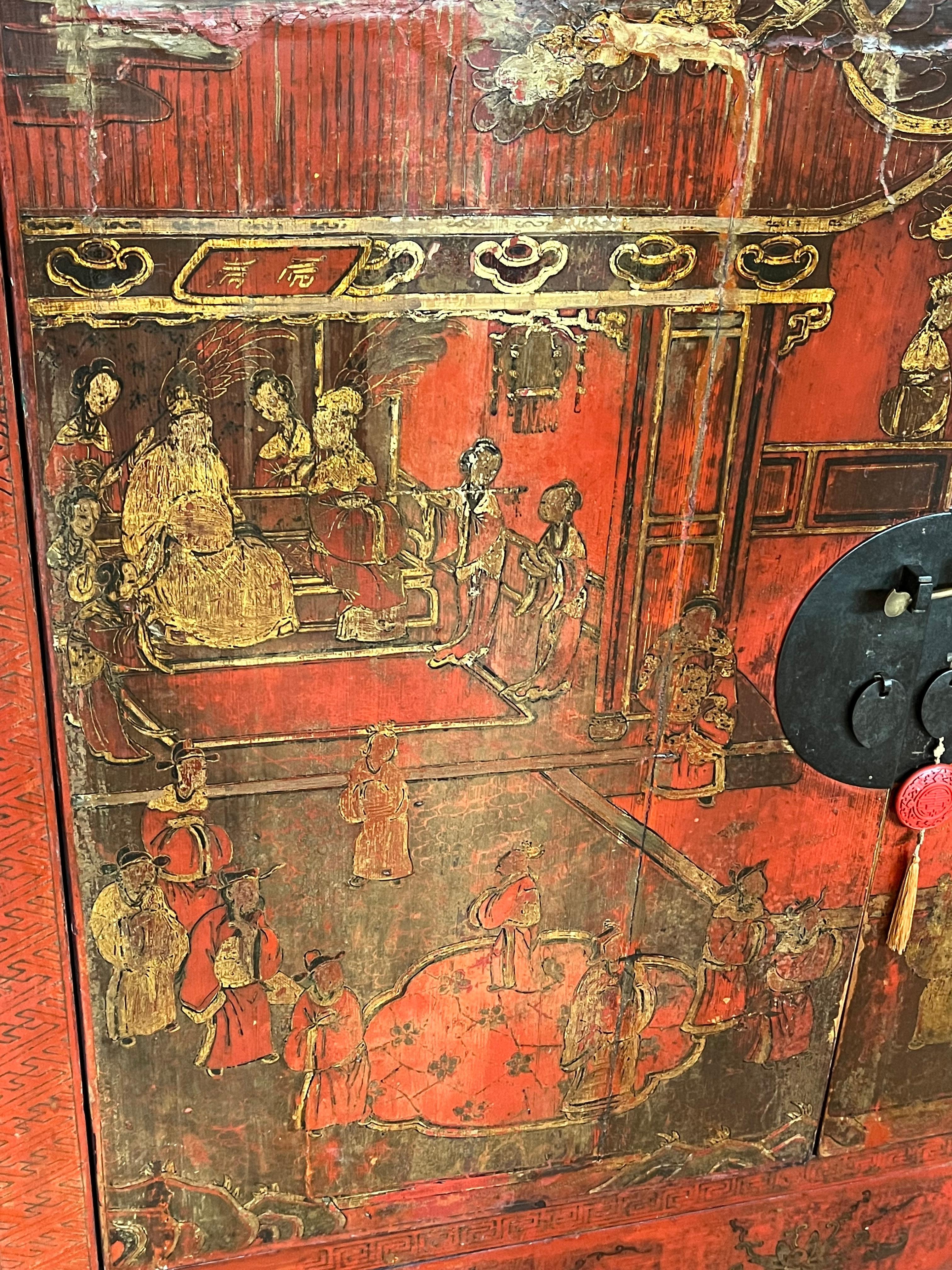 Chinese Qing Dynasty Painted Cabinet For Sale 8