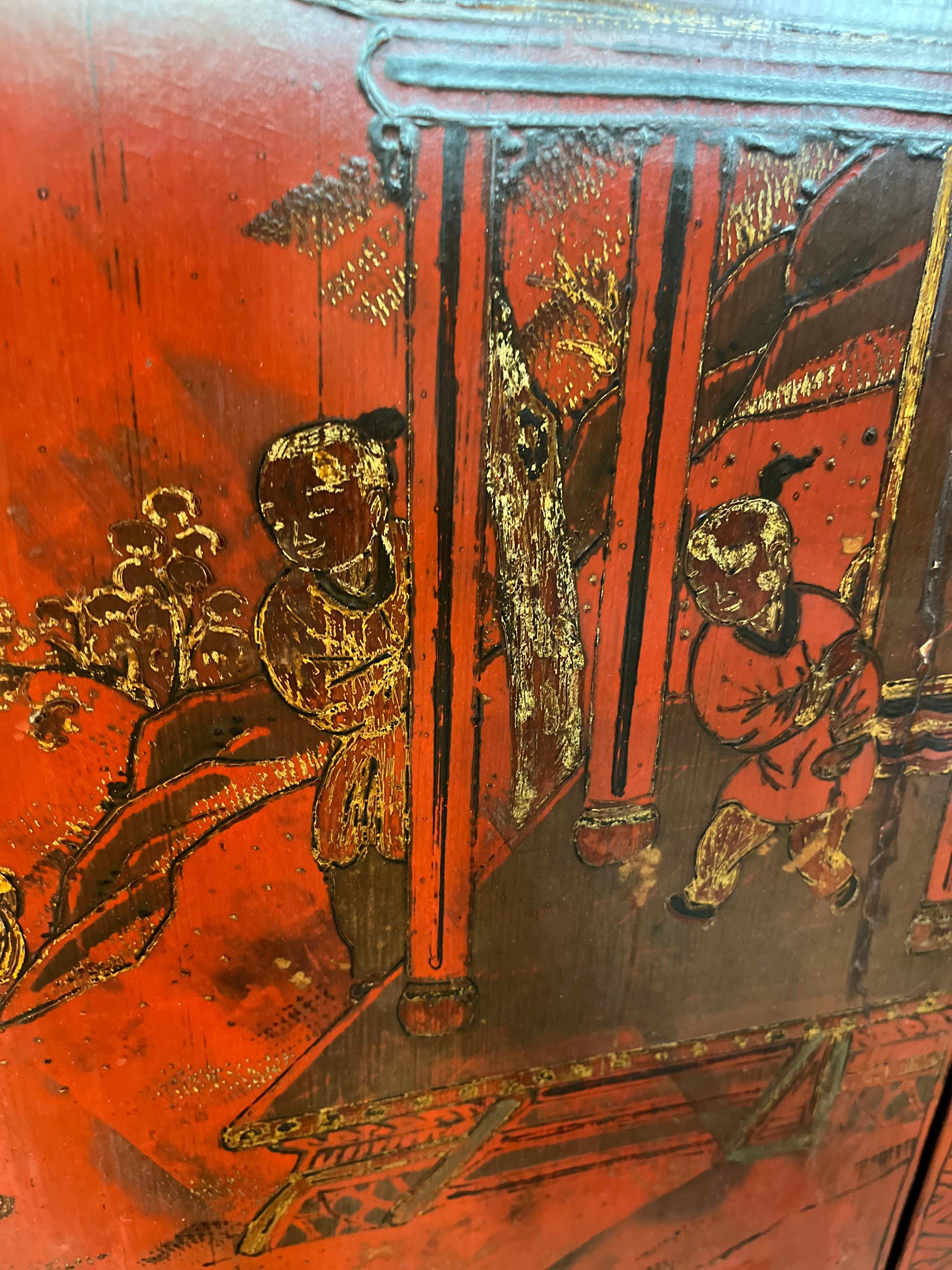 Chinese Qing Dynasty Painted Cabinet For Sale 9