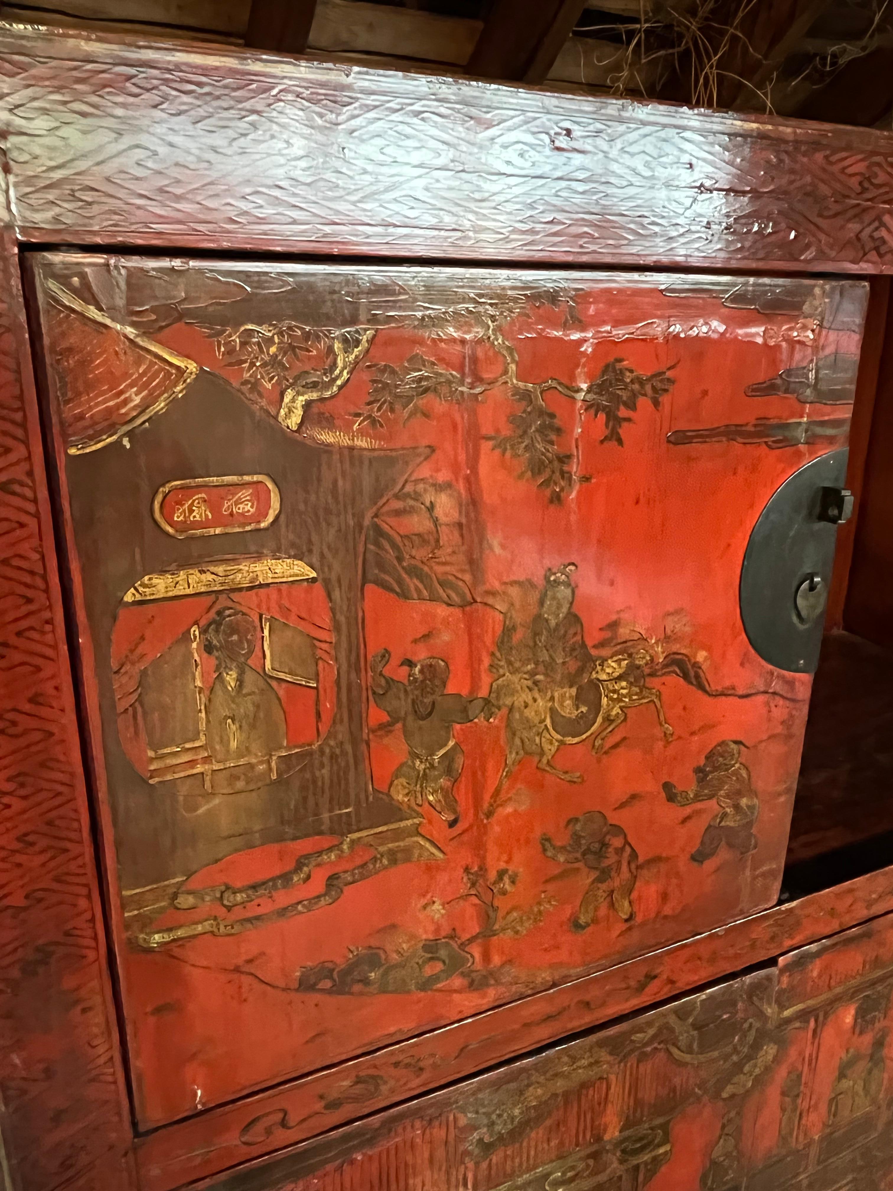Chinese Qing Dynasty Painted Cabinet For Sale 10