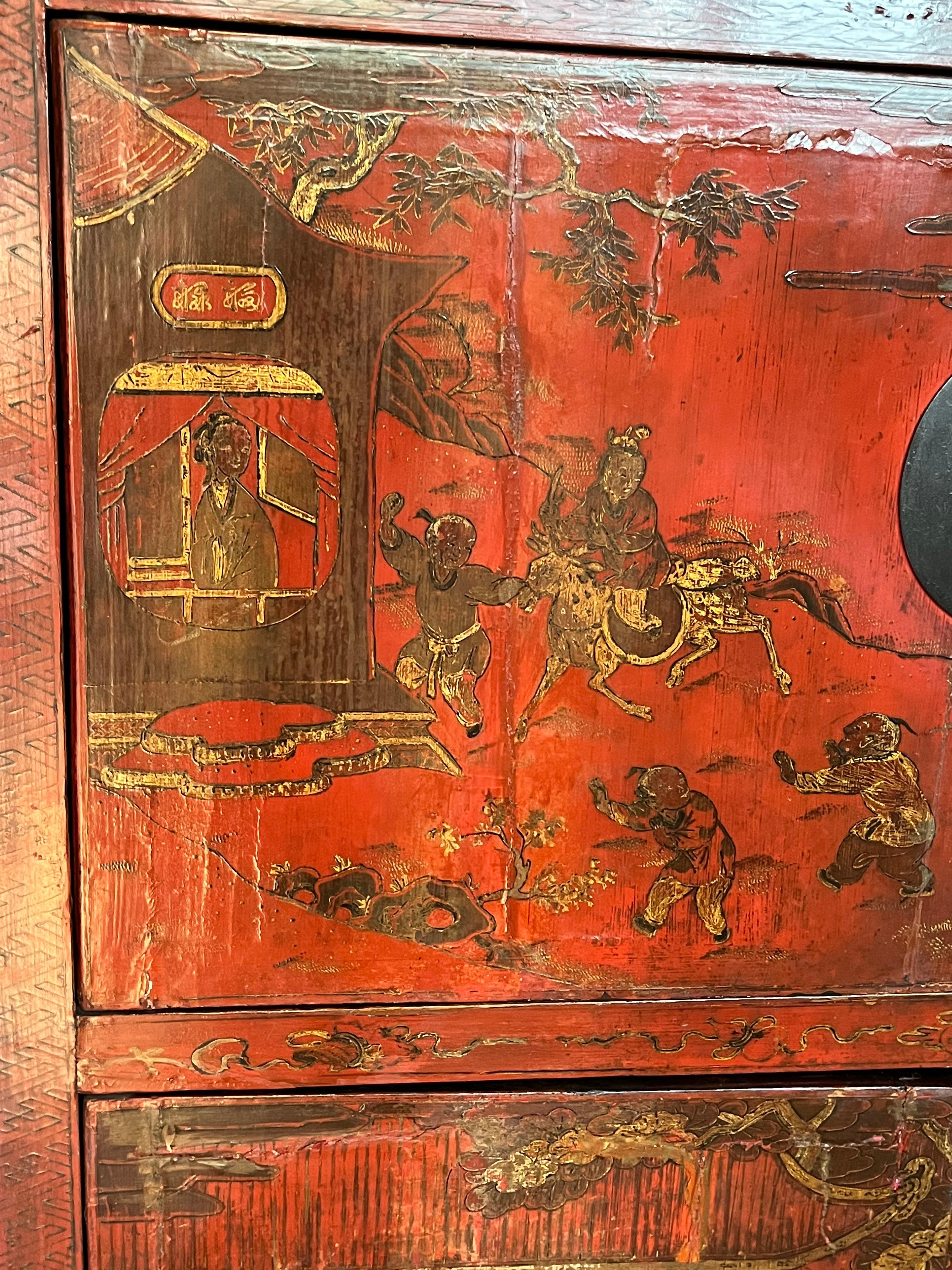 Chinese Qing Dynasty Painted Cabinet For Sale 2