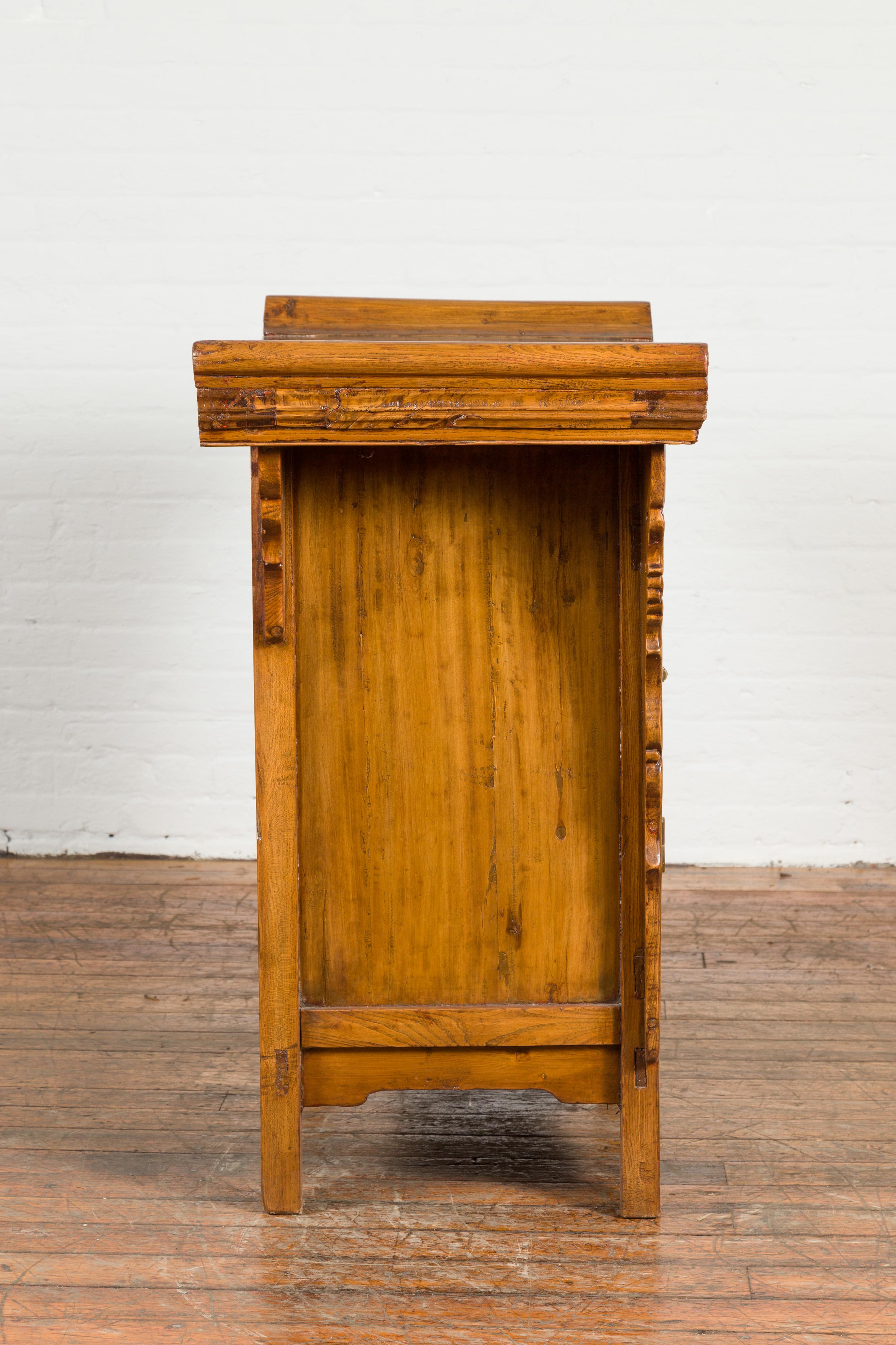 Chinese Qing Dynasty Period 19th Century Altar Cabinet with Natural Finish For Sale 8