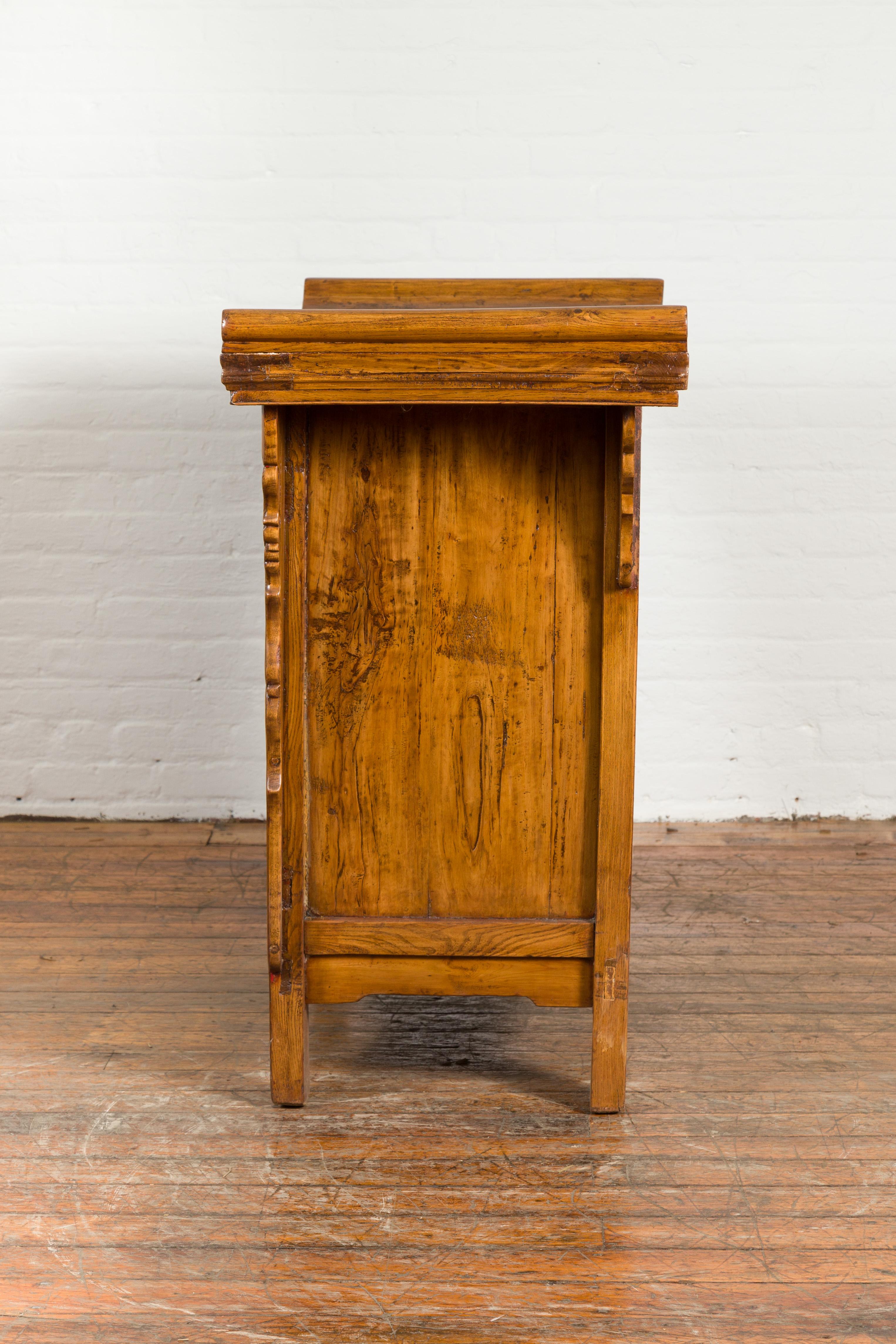 Chinese Qing Dynasty Period 19th Century Altar Cabinet with Natural Finish For Sale 10