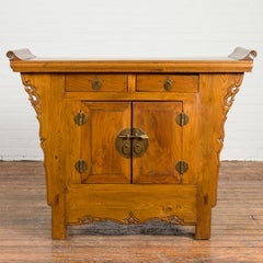 Chinese Qing Dynasty Period 19th Century Altar Cabinet with Natural Finish