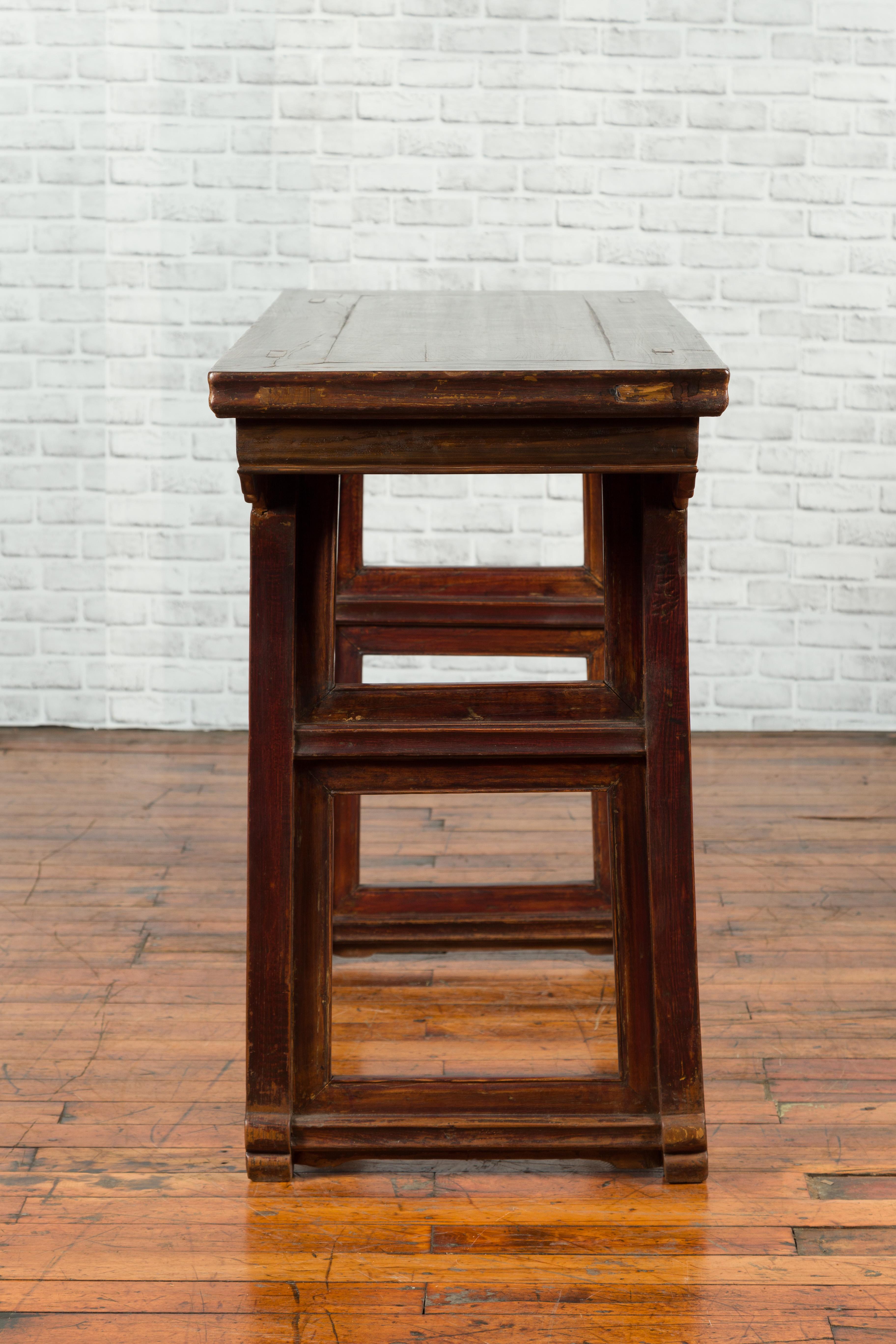 Chinese Qing Dynasty Period 19th Century Altar Console Table with Carved Apron 6