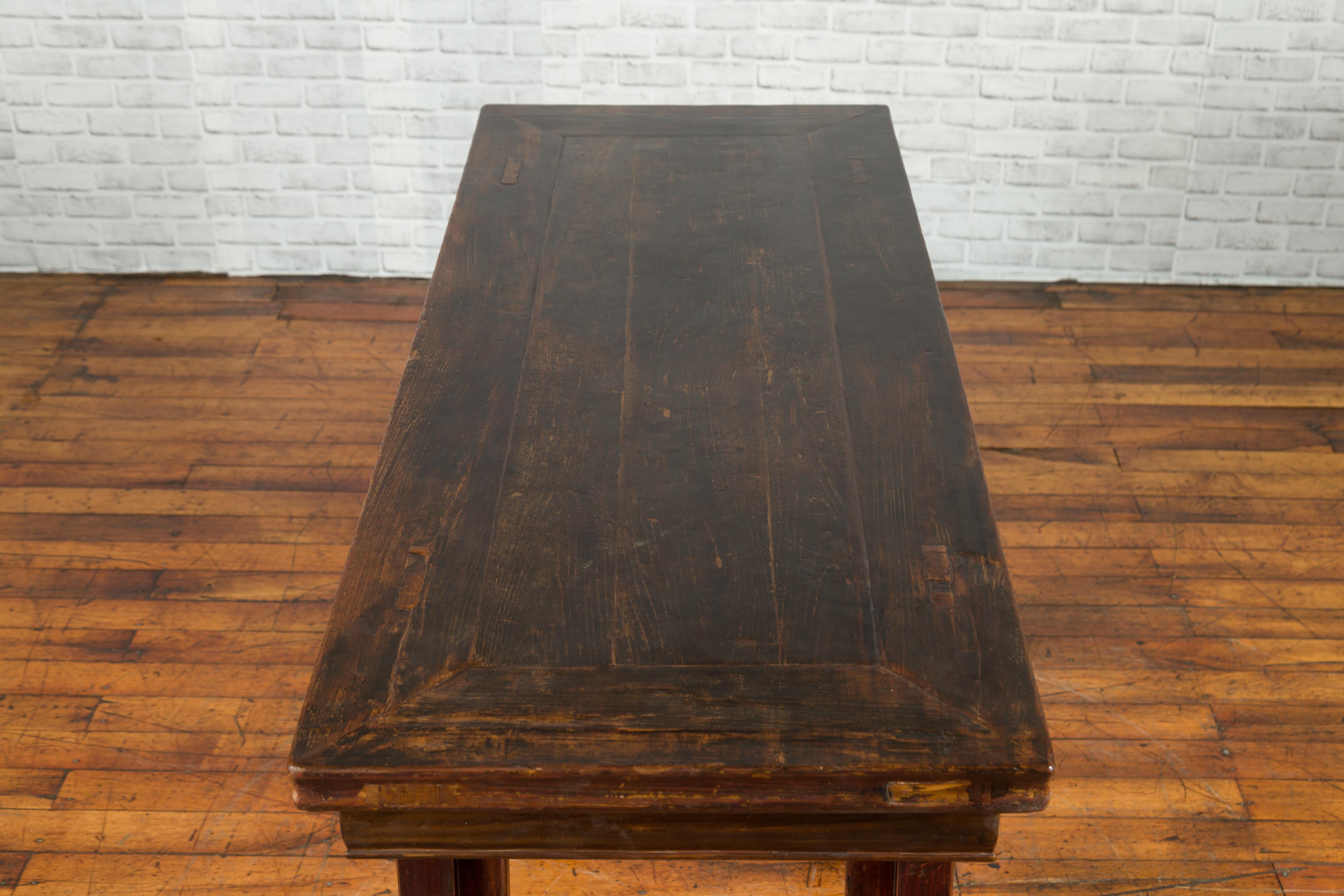 Chinese Qing Dynasty Period 19th Century Altar Console Table with Carved Apron 7
