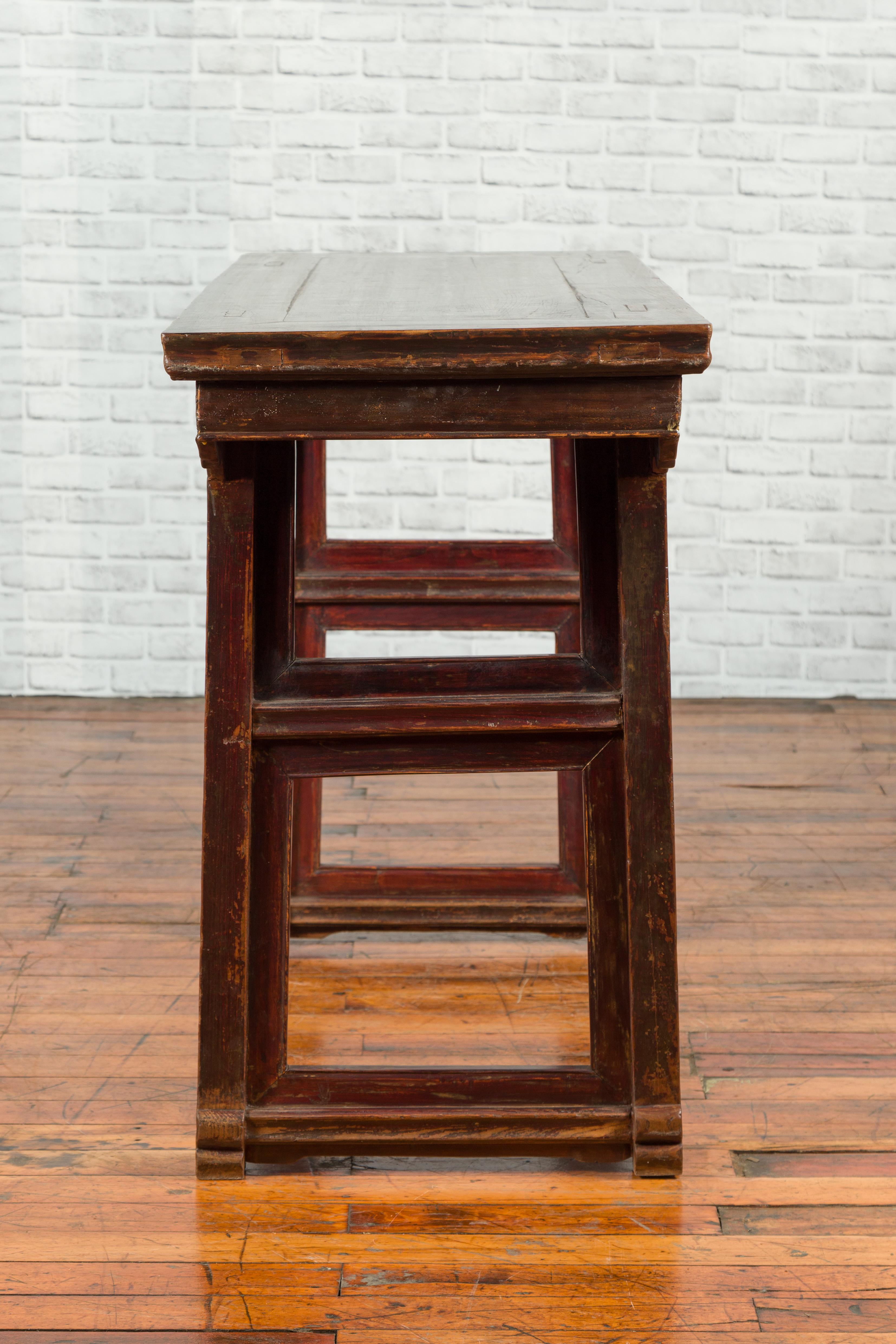 Chinese Qing Dynasty Period 19th Century Altar Console Table with Carved Apron 9