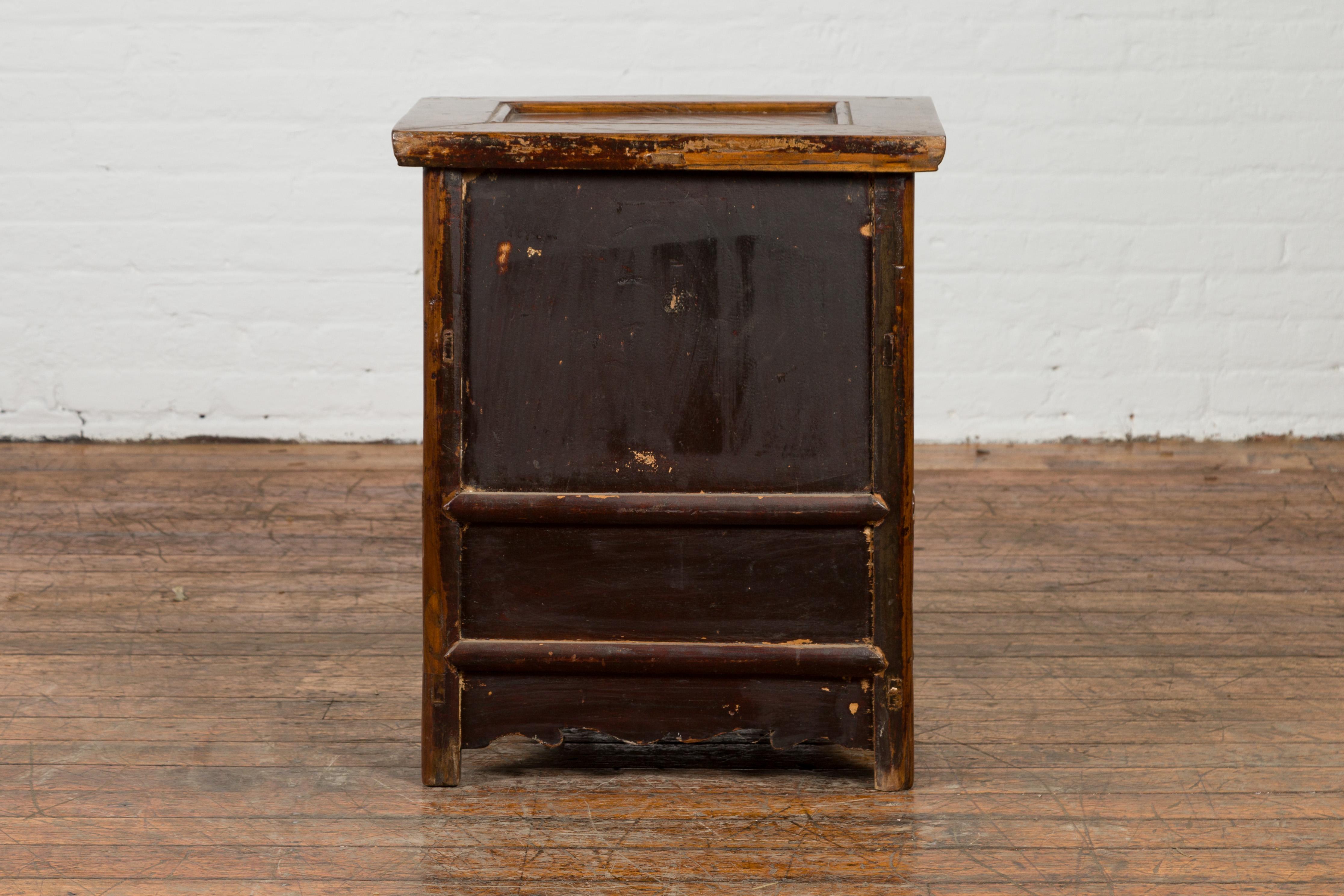 Chinese Qing Dynasty Period 19th Century Bedside Cabinet with Doors and Drawers 6