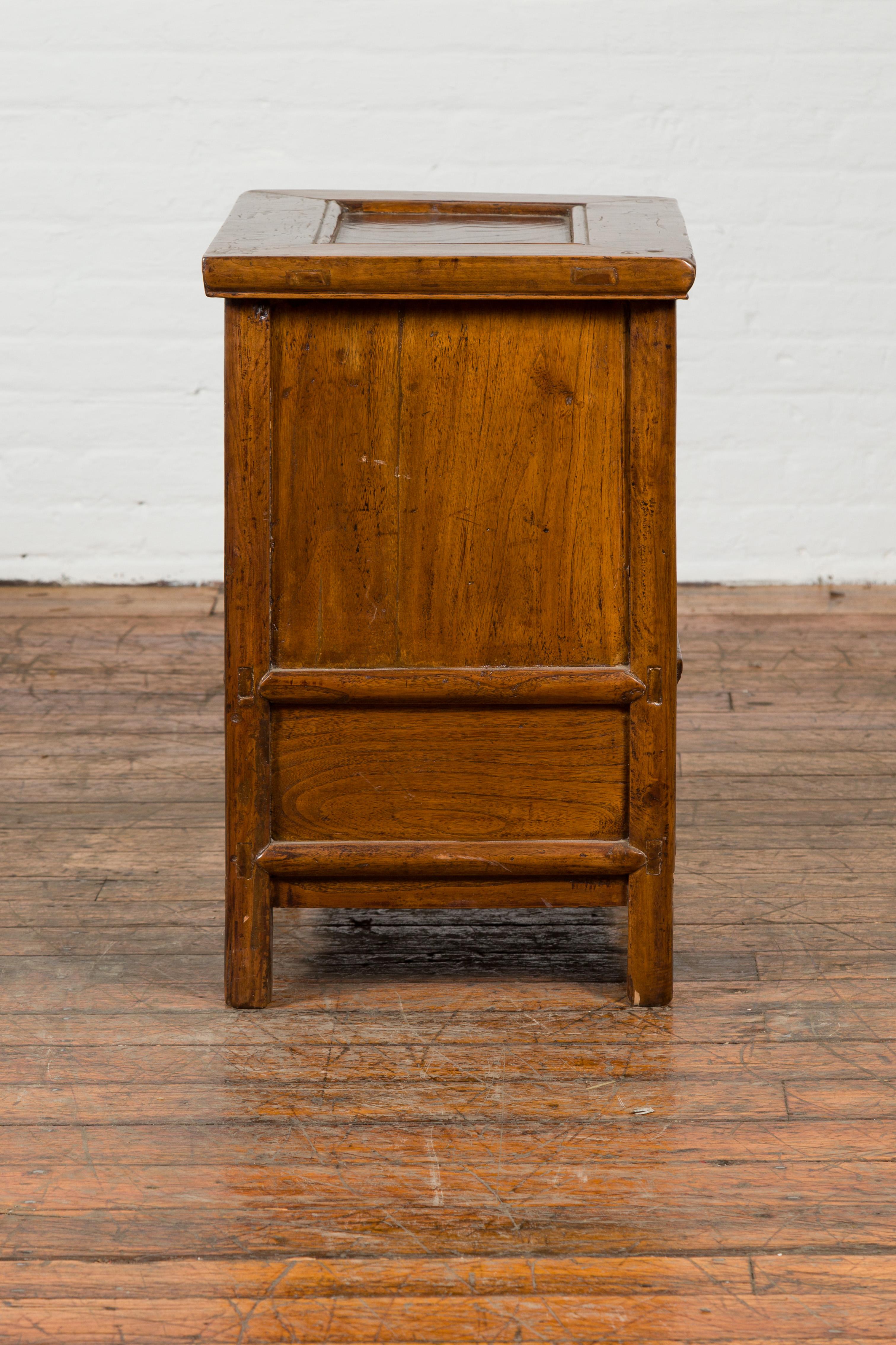 Chinese Qing Dynasty Period 19th Century Bedside Cabinet with Doors and Drawers 4