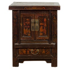 Antique Chinese Qing Dynasty Period 19th Century Bedside Cabinet with Original Lacquer