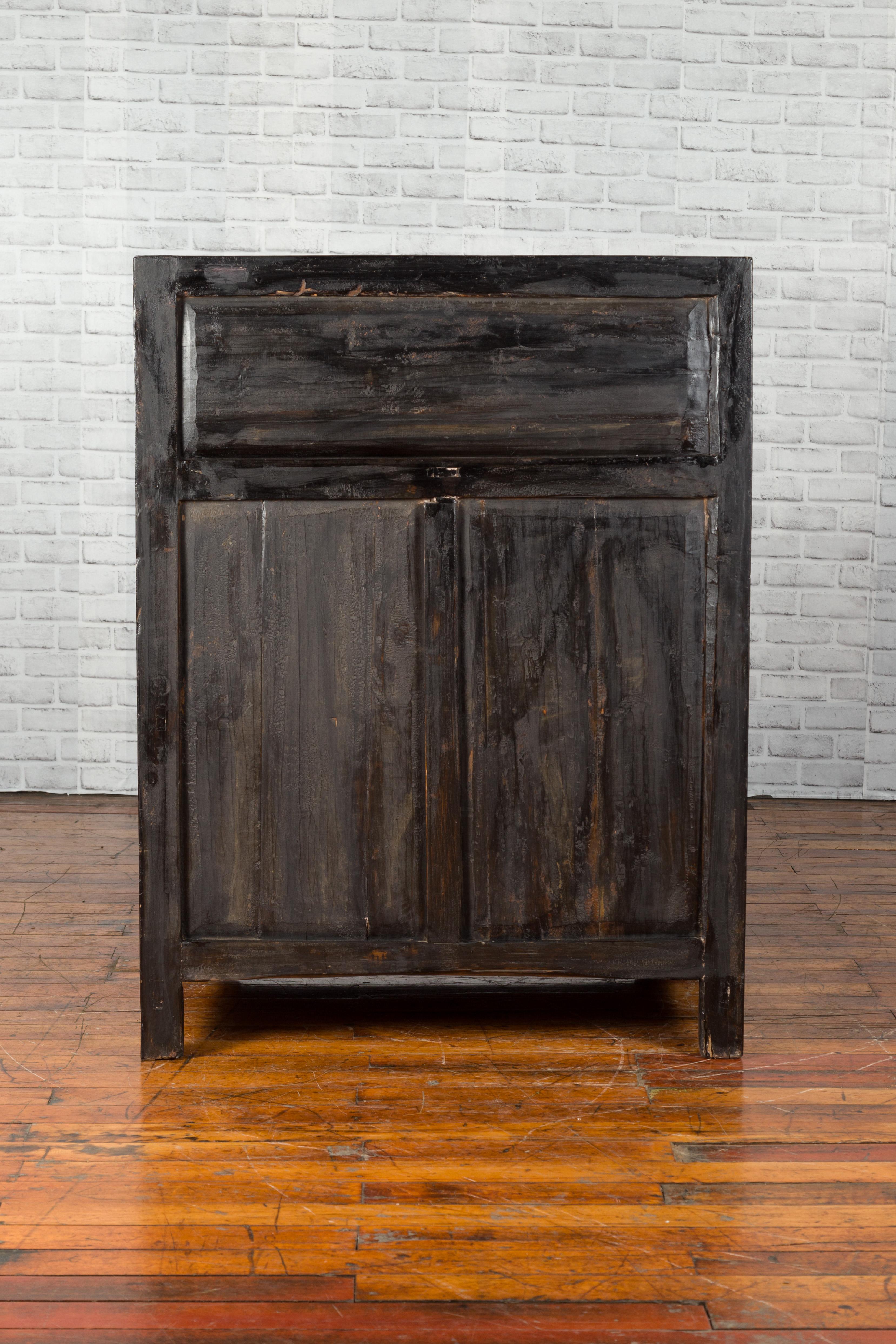 Chinese Qing Dynasty Period 19th Century Cabinet with Original Brown Lacquer For Sale 8