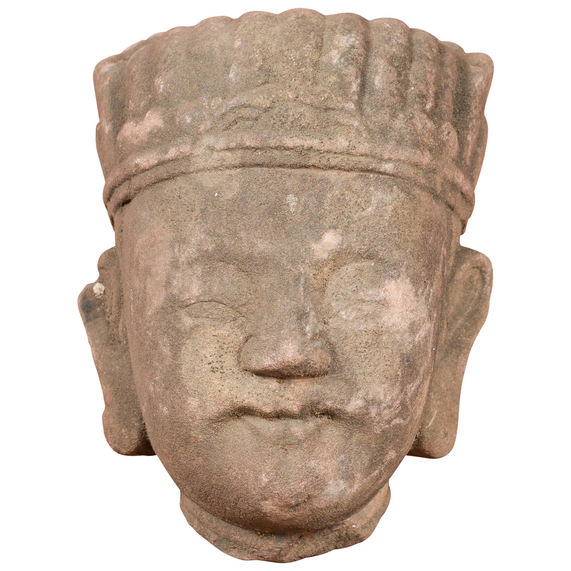Chinese Qing Dynasty Period 19th Century Carved Head Sculpture of an Official For Sale