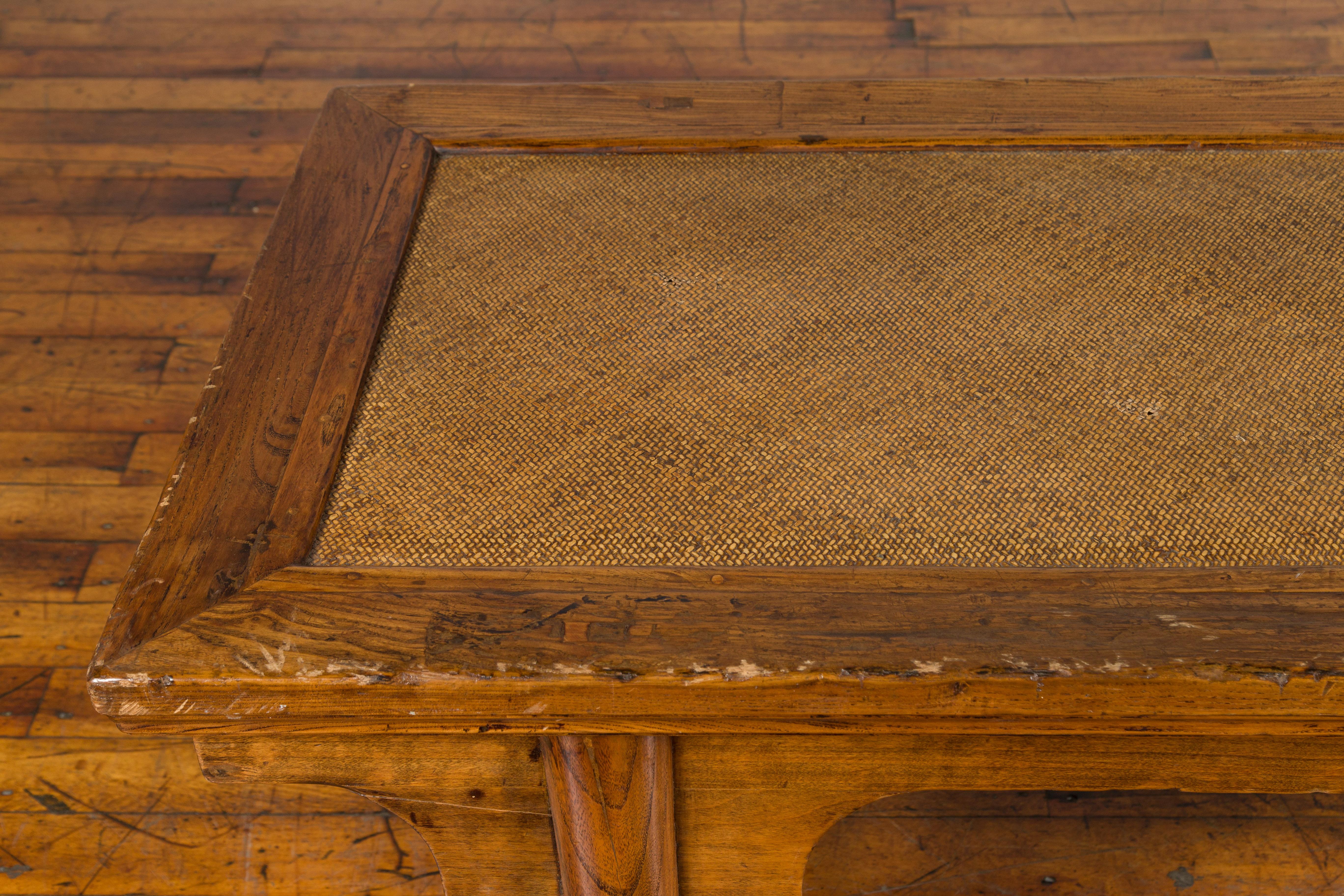 Chinese Qing Dynasty Period 19th Century Coffee Table with Woven Rattan Top 7