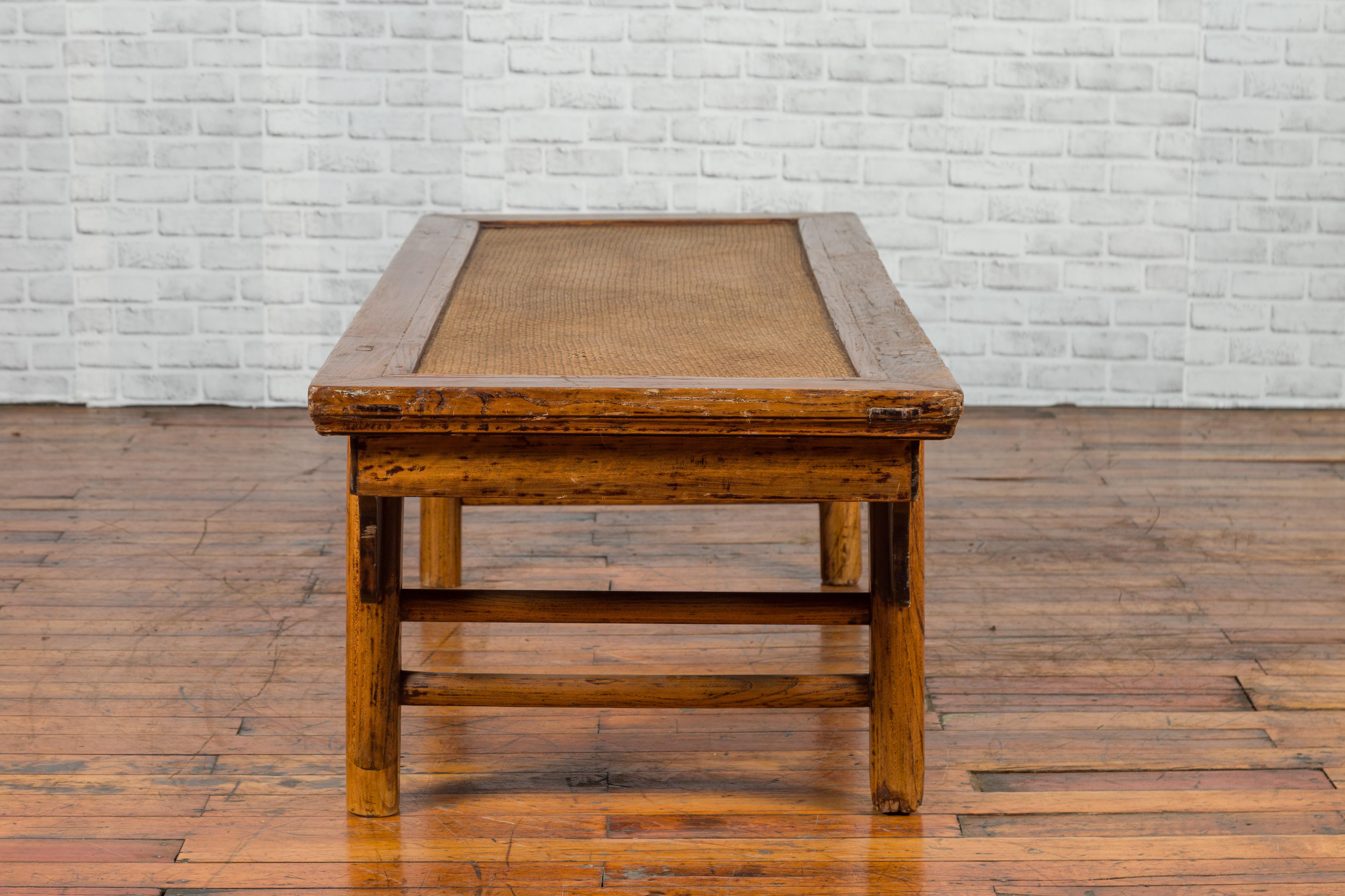 Chinese Qing Dynasty Period 19th Century Coffee Table with Woven Rattan Top 9