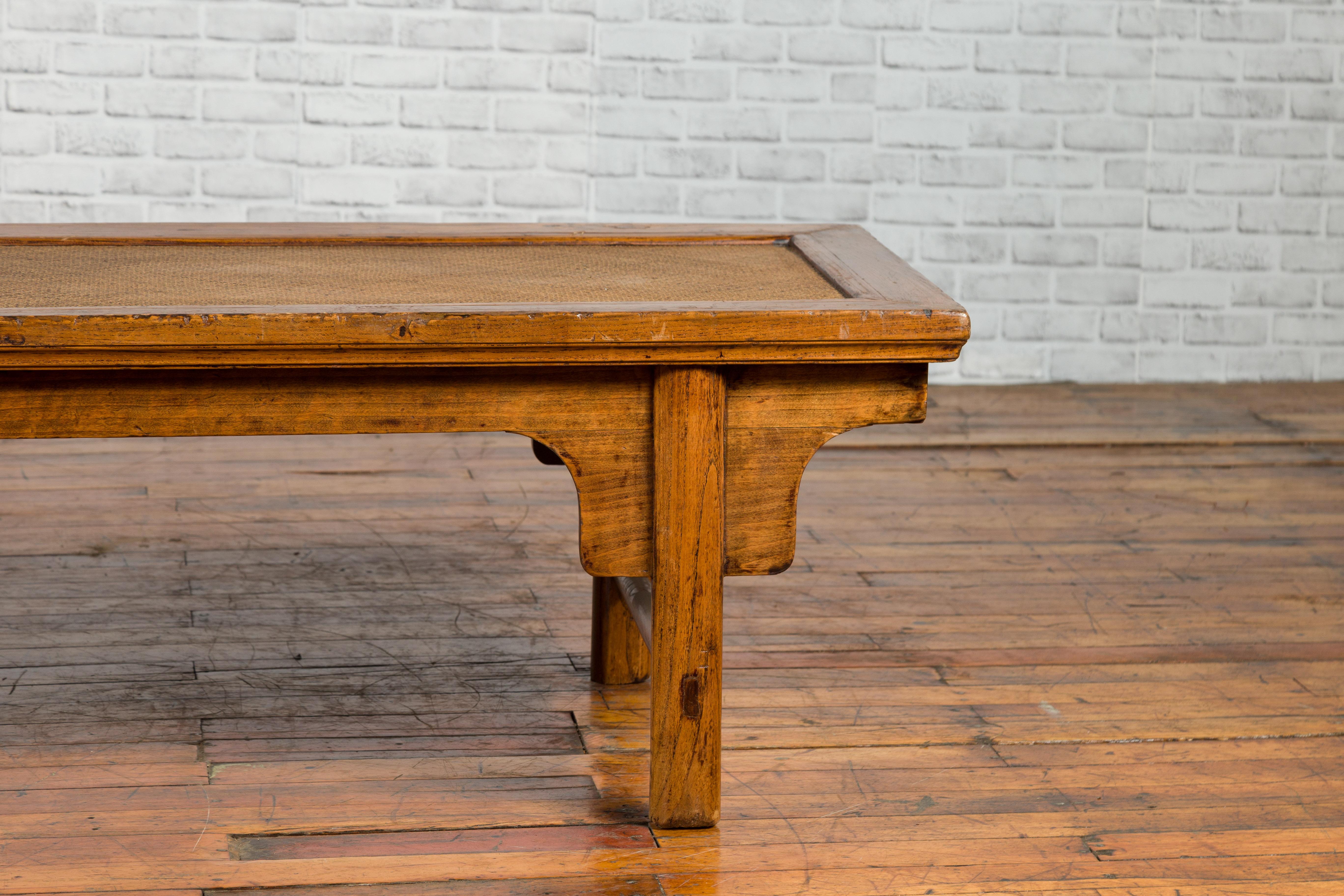 Chinese Qing Dynasty Period 19th Century Coffee Table with Woven Rattan Top 3