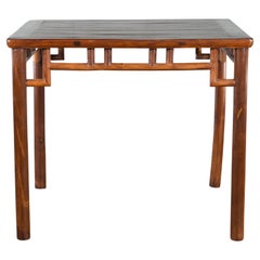 Chinese Qing Dynasty Period 19th Century Game Table with Humpback Stretchers