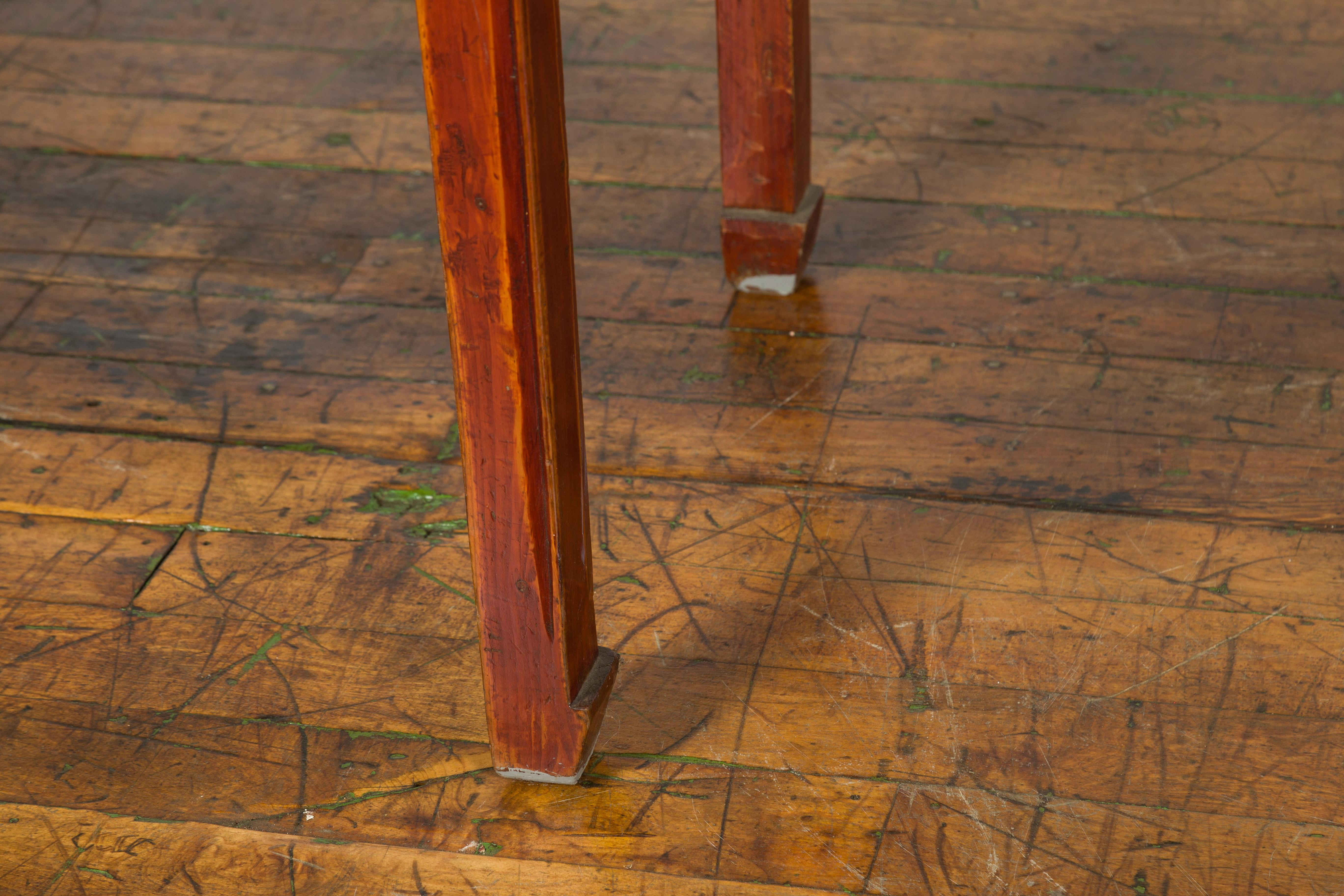 Chinese Qing Dynasty Period 19th Century Reddish Brown Table with Two Drawers For Sale 5