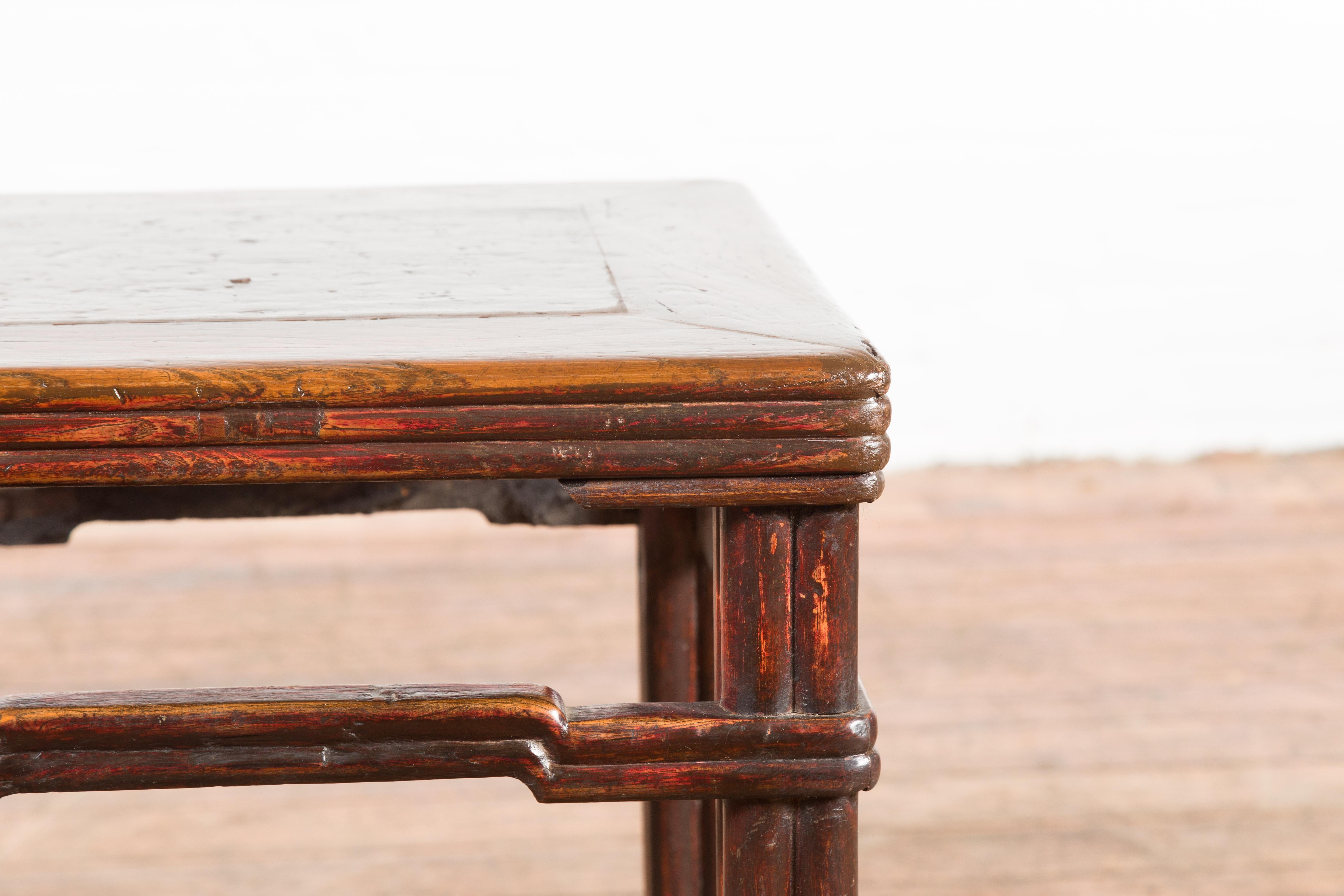 Chinese Qing Dynasty Period 19th Century Side Table with Humpback Stretchers For Sale 1