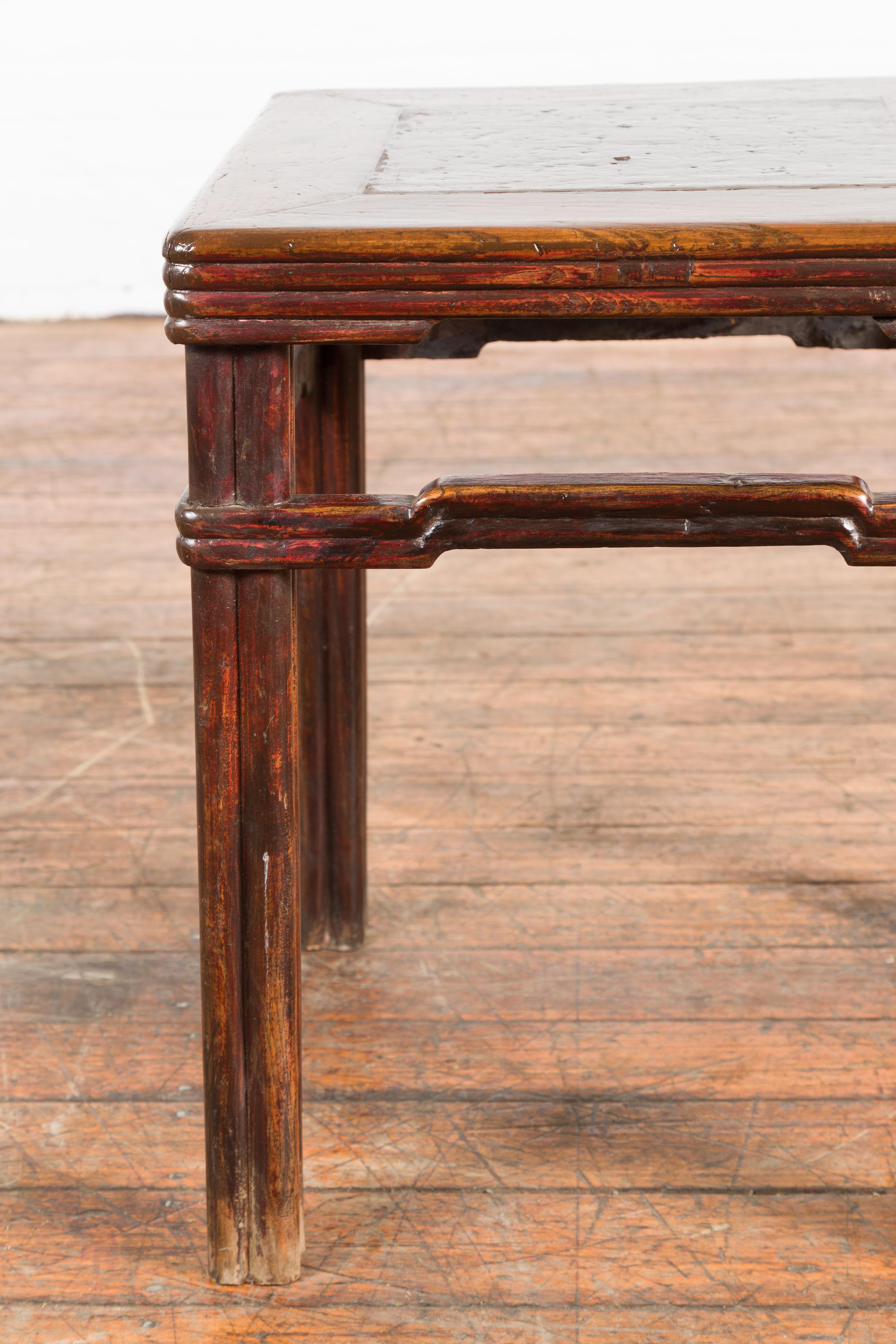 Chinese Qing Dynasty Period 19th Century Side Table with Humpback Stretchers For Sale 2
