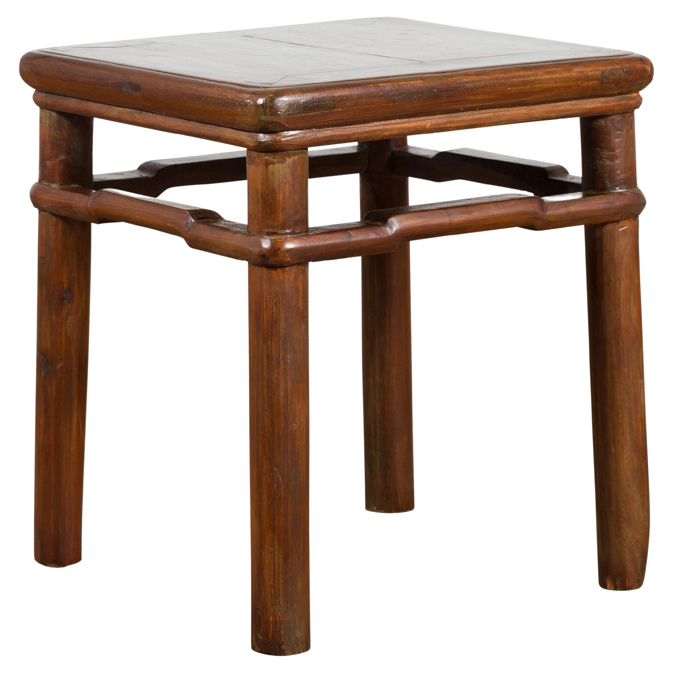Chinese Qing Dynasty Period 19th Century Side Table with Humpback Stretchers For Sale