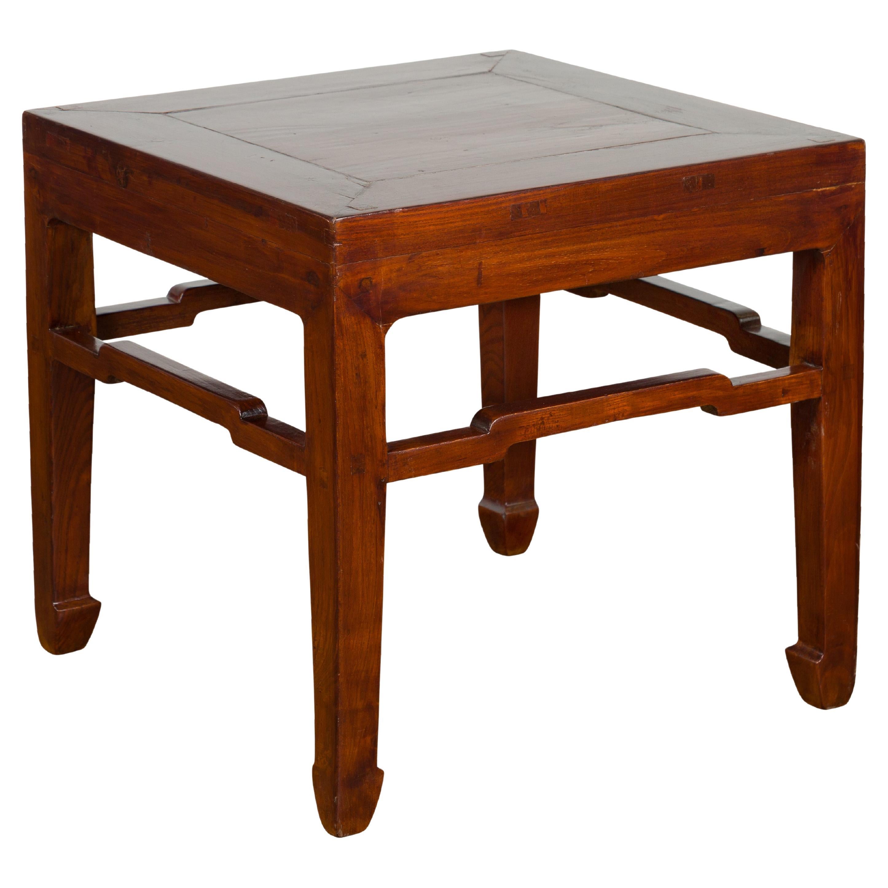 Chinese Qing Dynasty Period 19th Century Side Table with Humpback Stretchers For Sale