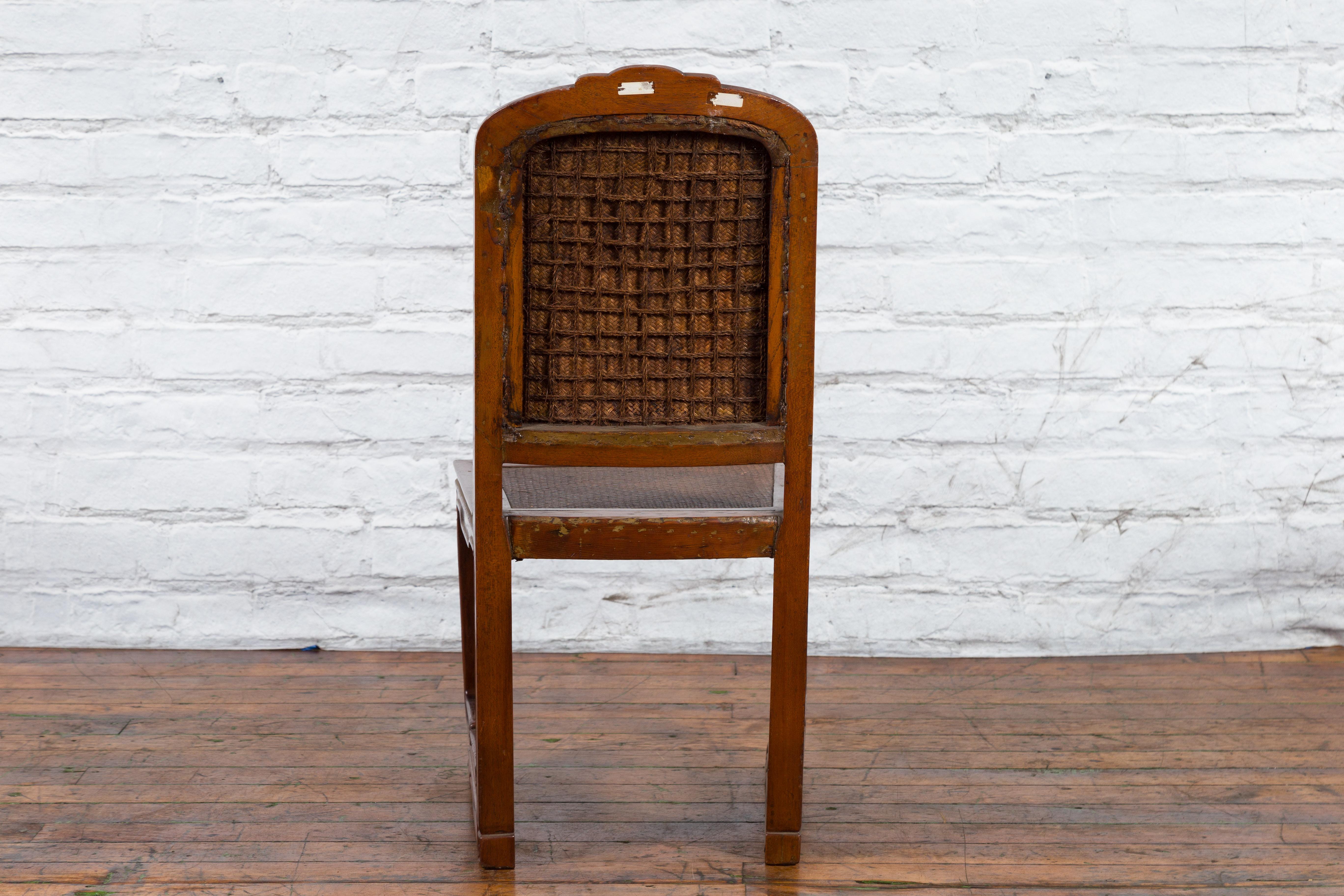 Chinese Qing Dynasty Period 19th Century Wooden Side Chair with Rattan Accents For Sale 9