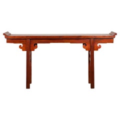 Qing Dynasty Altar Console Table with A Scrolled Wood Apron