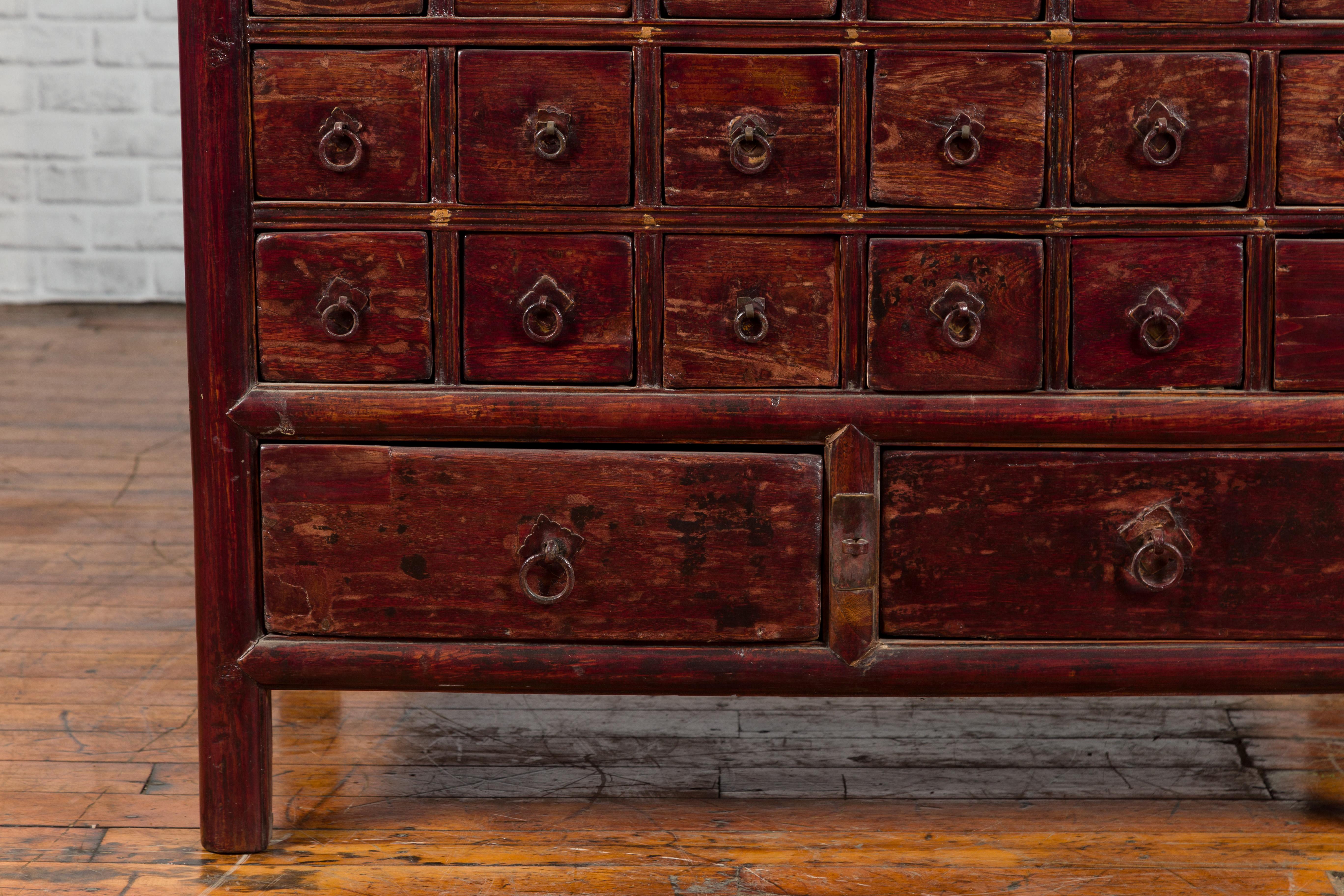 Chinese Qing Dynasty Period Apothecary Chest with 32 Drawers and Aged Patina For Sale 4