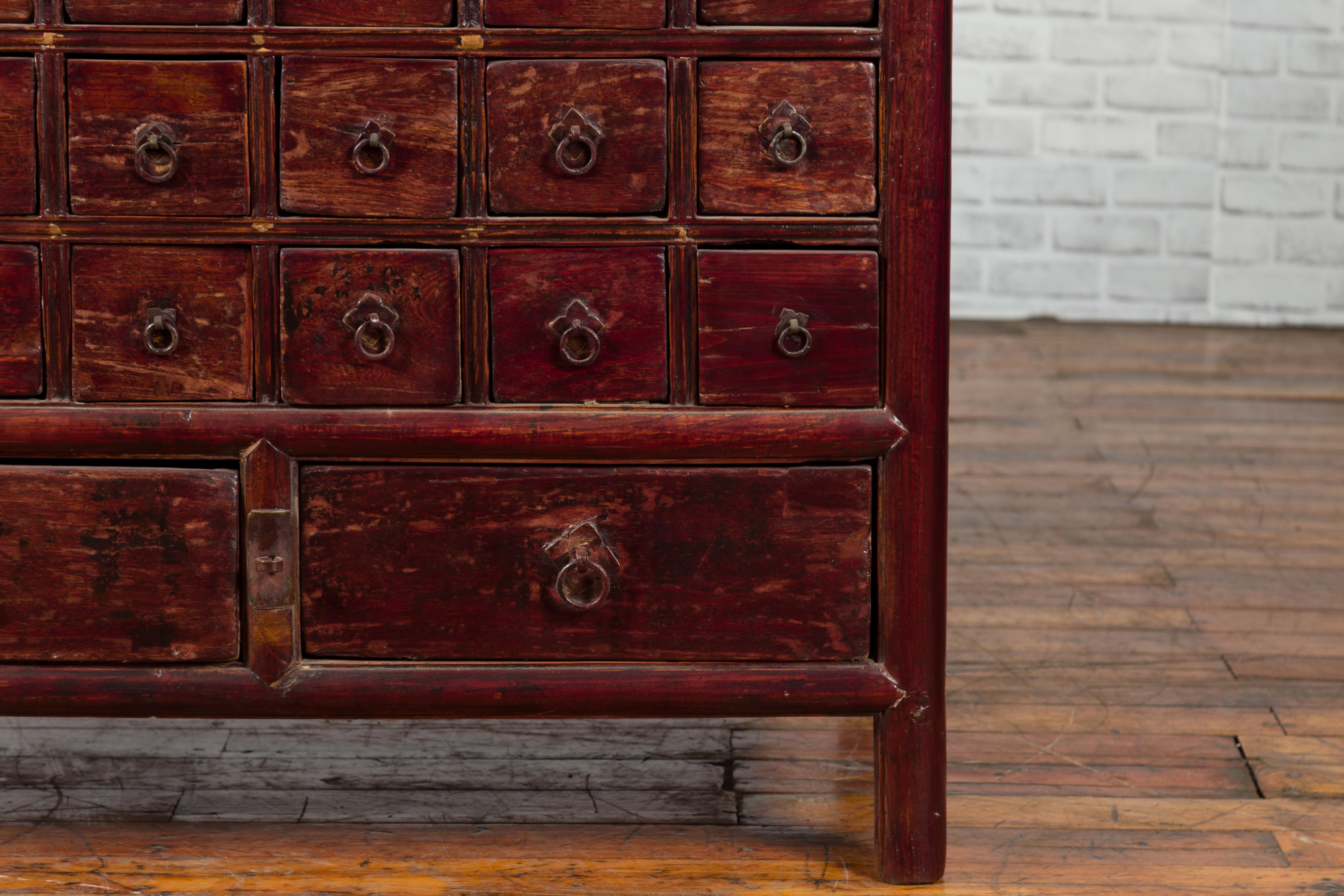 Chinese Qing Dynasty Period Apothecary Chest with 32 Drawers and Aged Patina For Sale 5