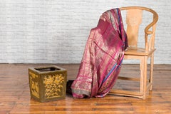 Chinese Qing Dynasty Period Brown Square Planter with Rabbits, Flowers and Birds