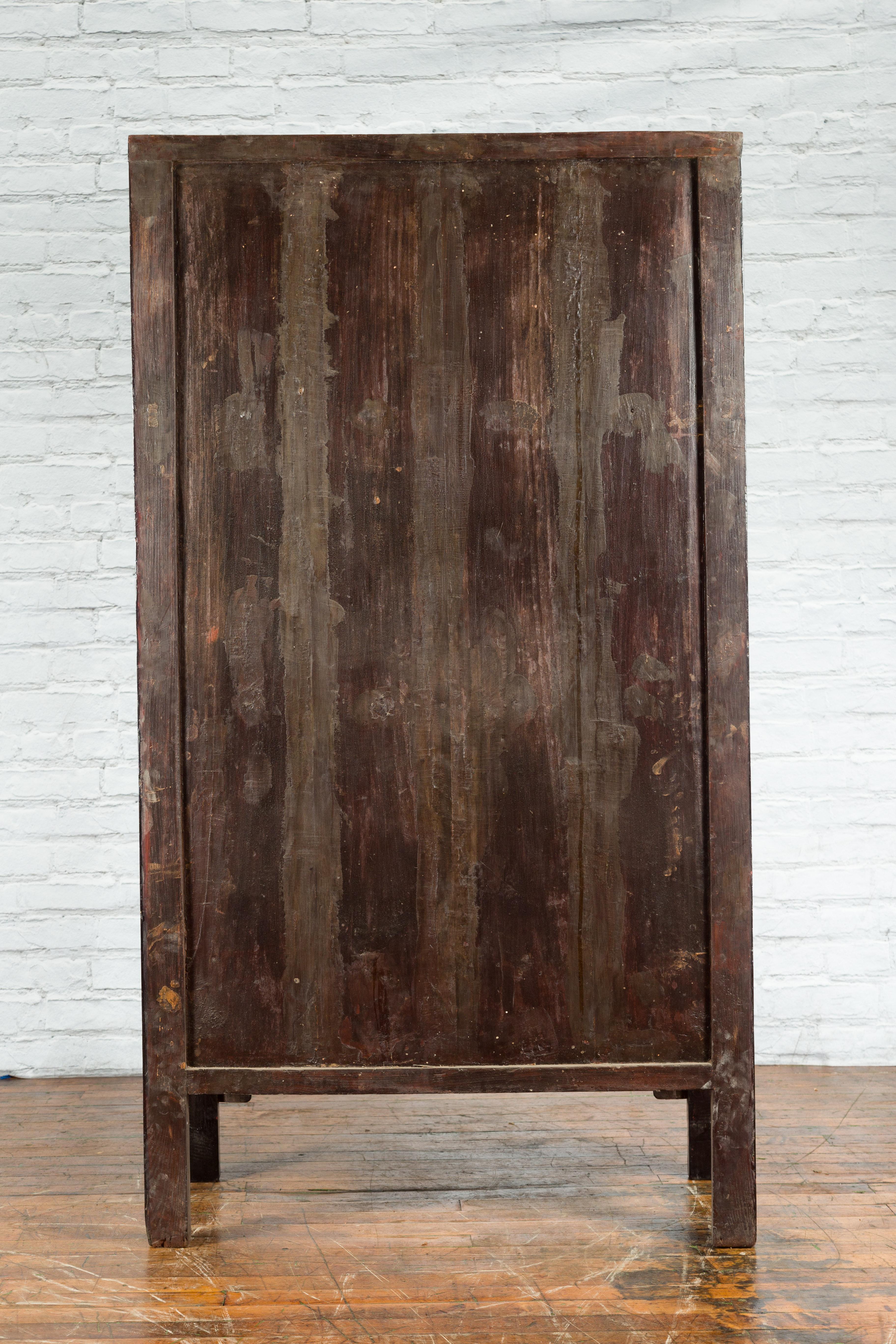 Chinese Qing Dynasty Period Early 19th Century Dark Brown Lacquer Wardrobe 5