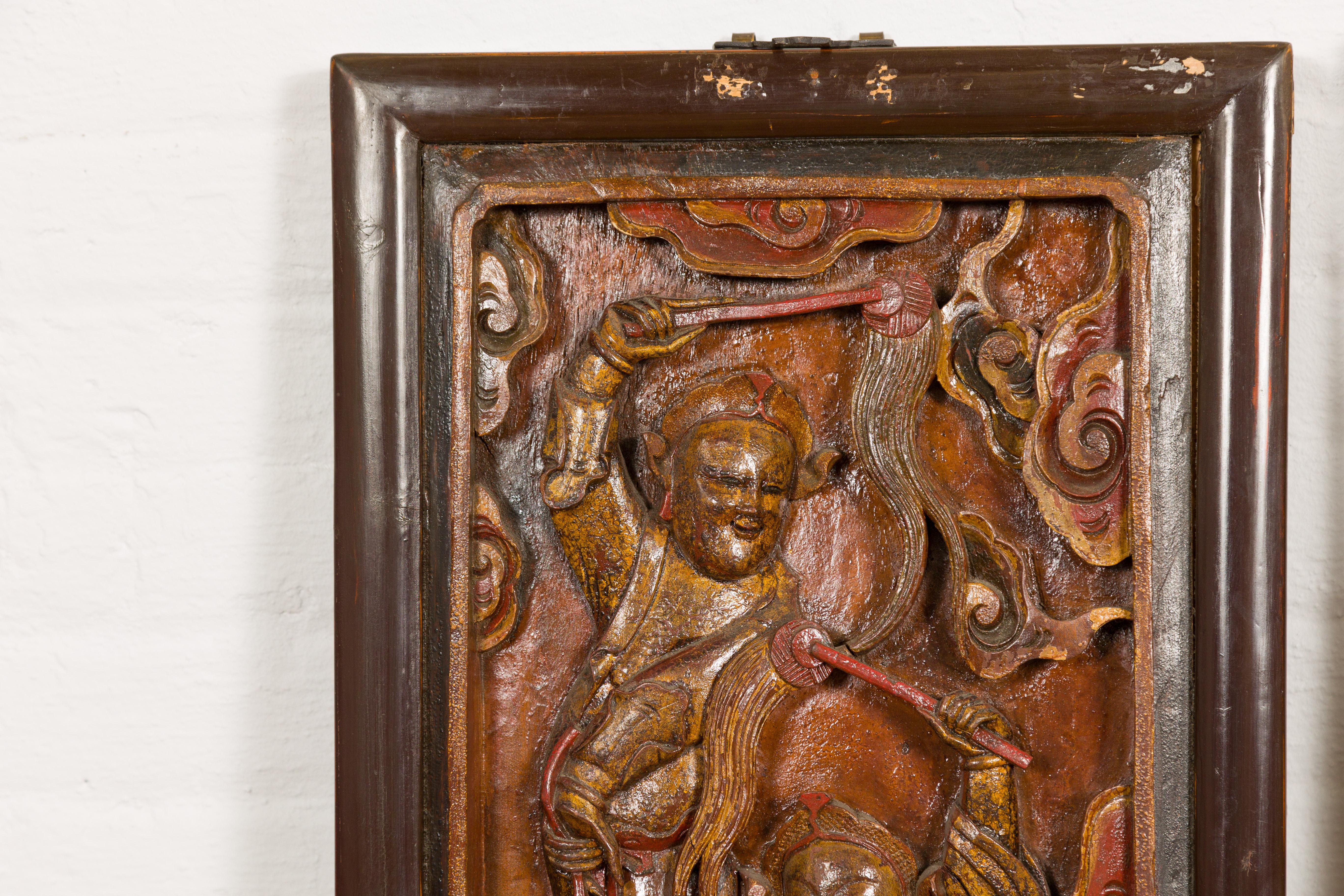 19th Century Hand-Carved Antique Wall Panels with Puppet Design For Sale