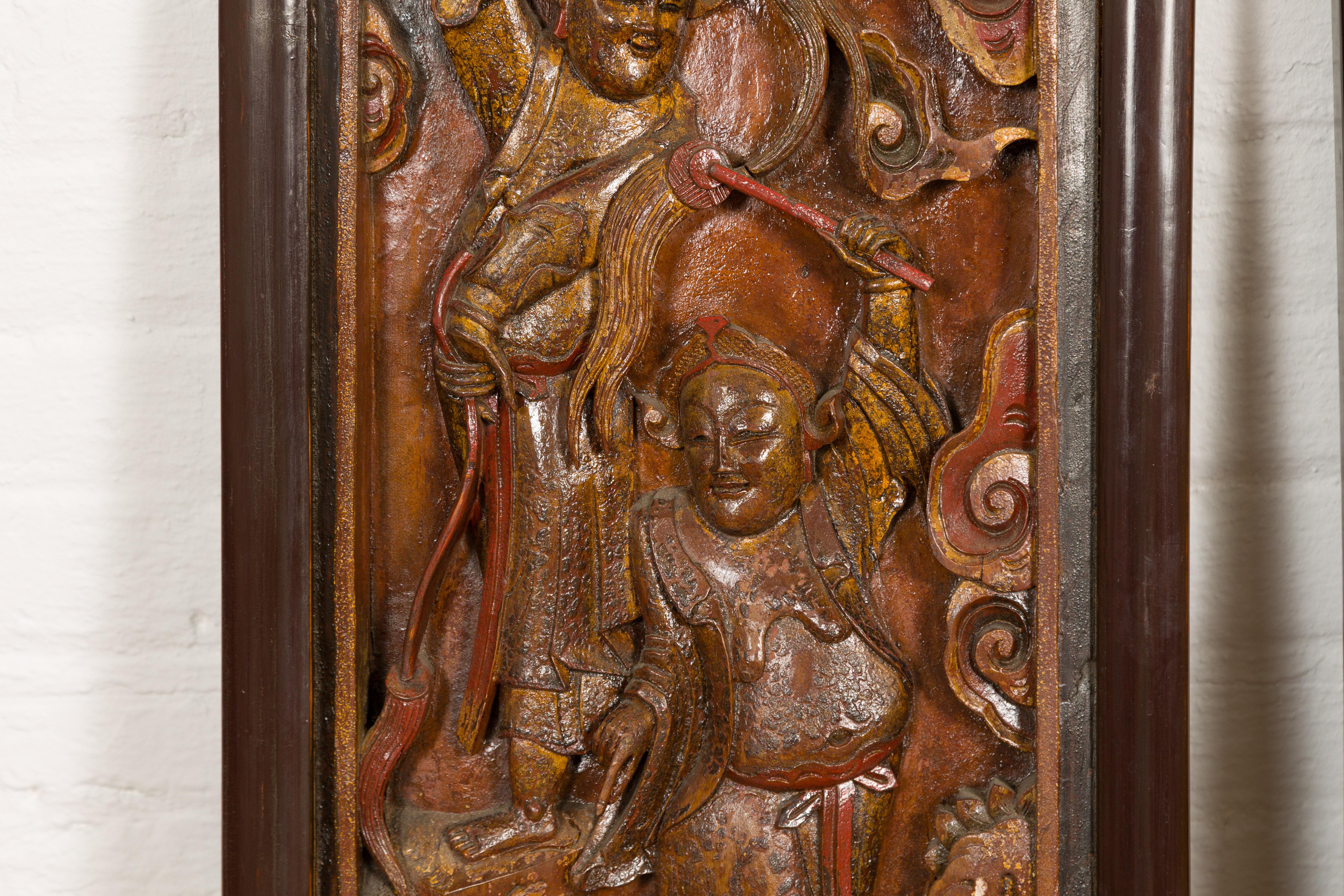 Wood Hand-Carved Antique Wall Panels with Puppet Design For Sale