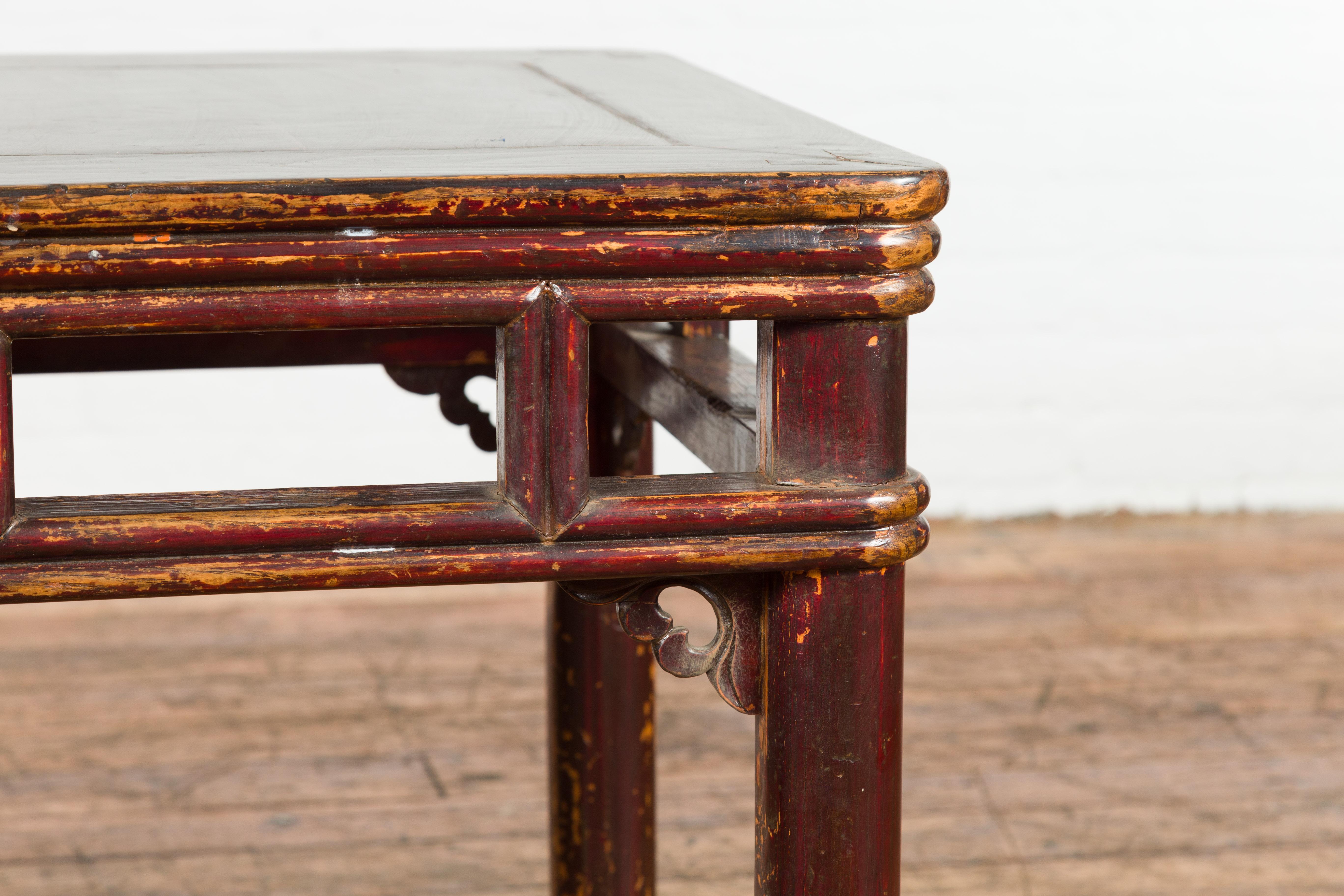 19th Century Two-Tone Brown Square Antique End Table For Sale