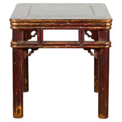 Two-Tone Brown Square Antique End Table