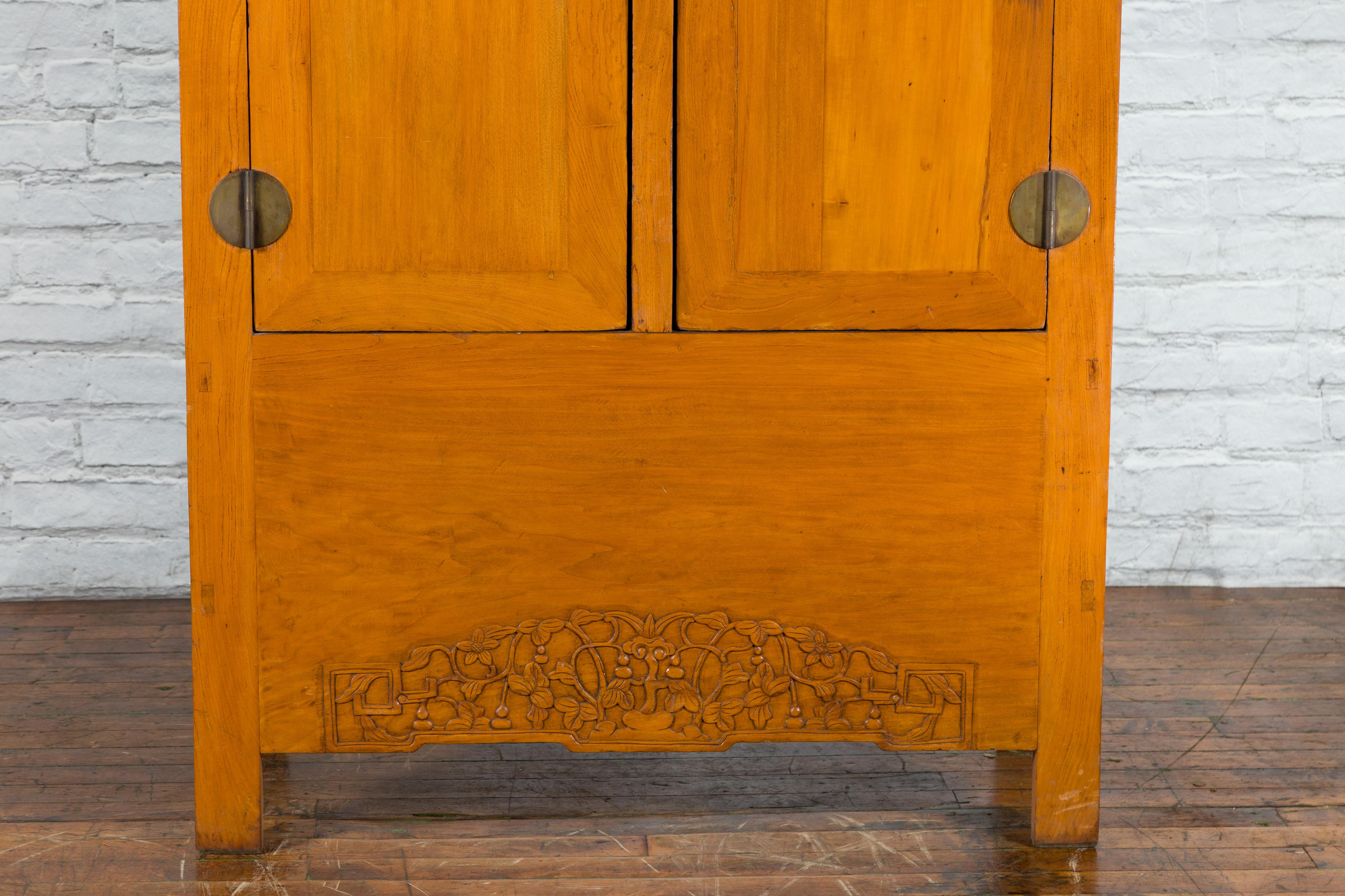 Chinese Qing Dynasty Period Wooden Compound Cabinet with Doors and Carved Apron For Sale 5