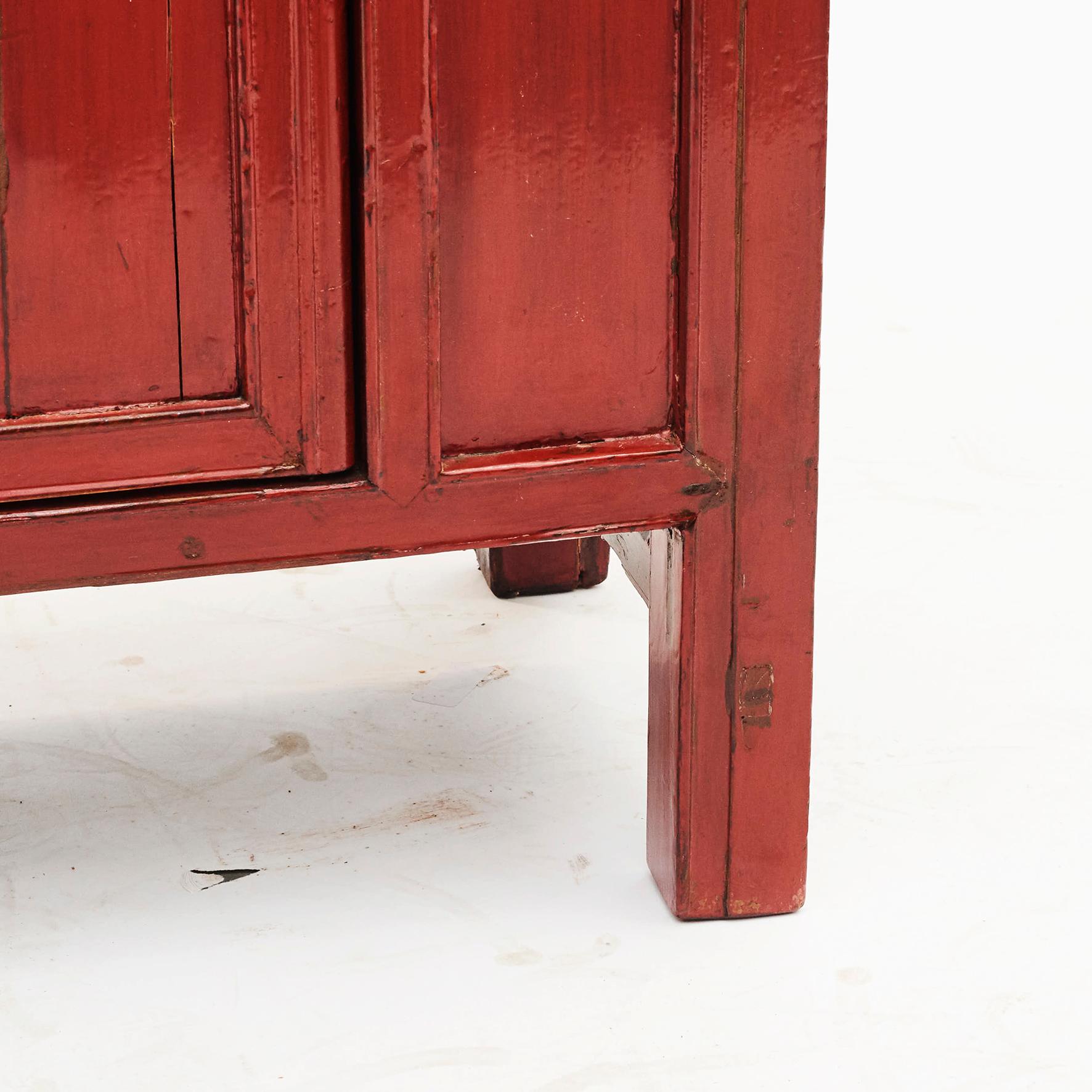 Chinese Qing Dynasty Red Lacquer Cabinet, 1880 7