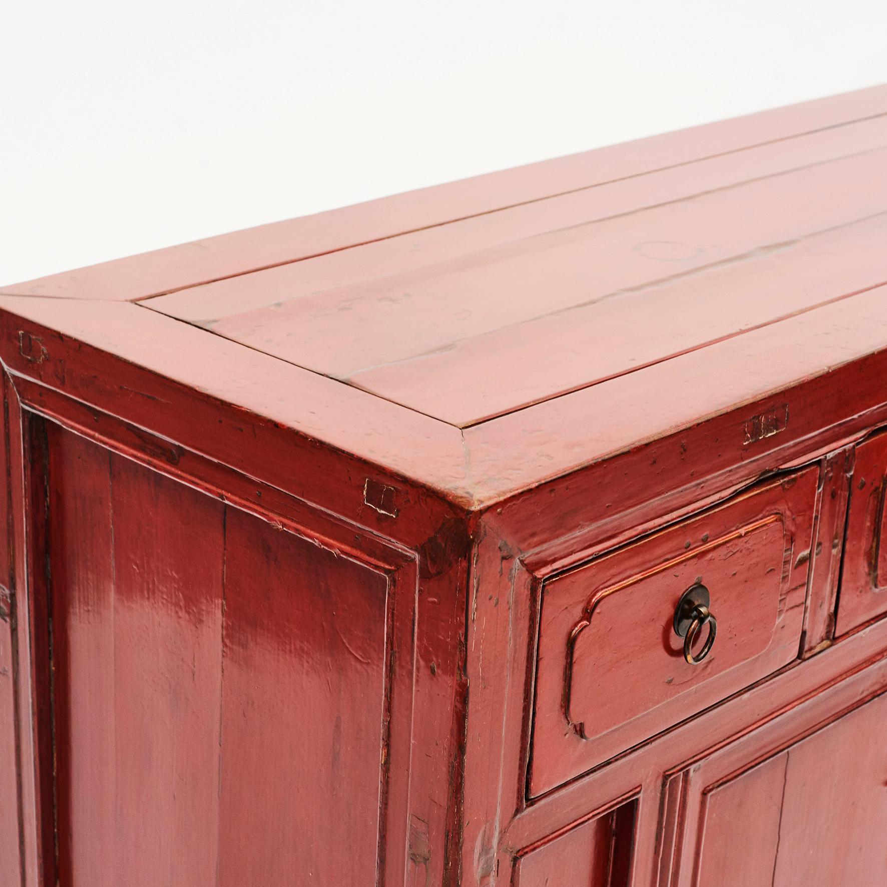 Chinese Qing Dynasty Red Lacquer Cabinet, 1880 11